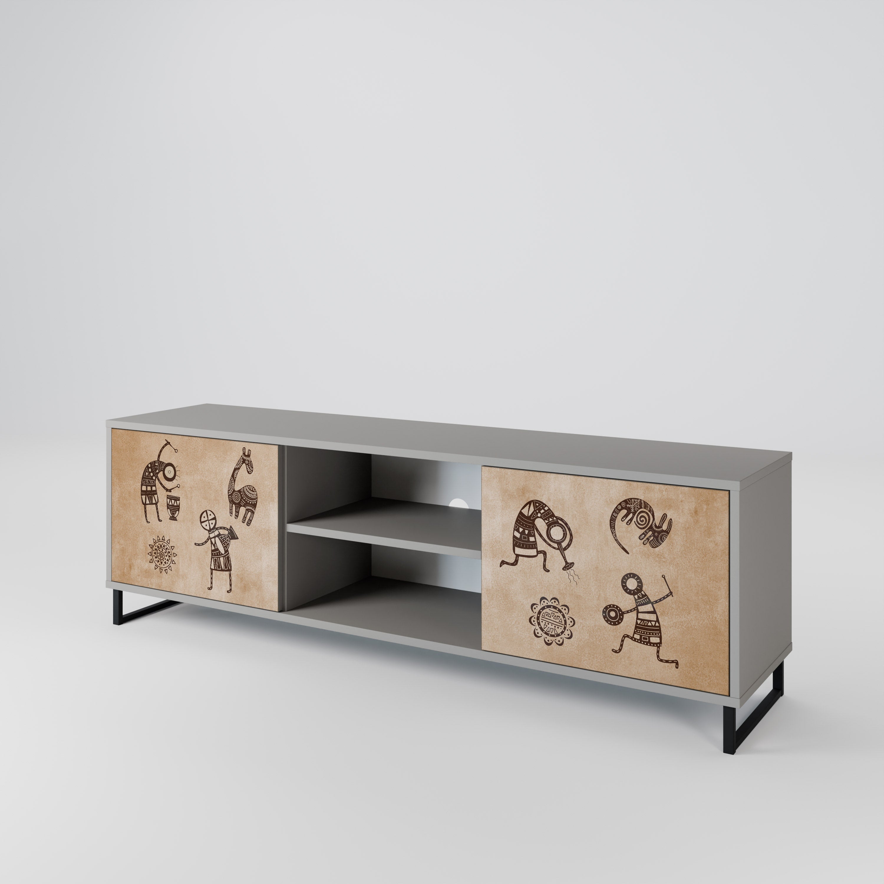 AFRICAN STYLE 2-Door TV Cabinet