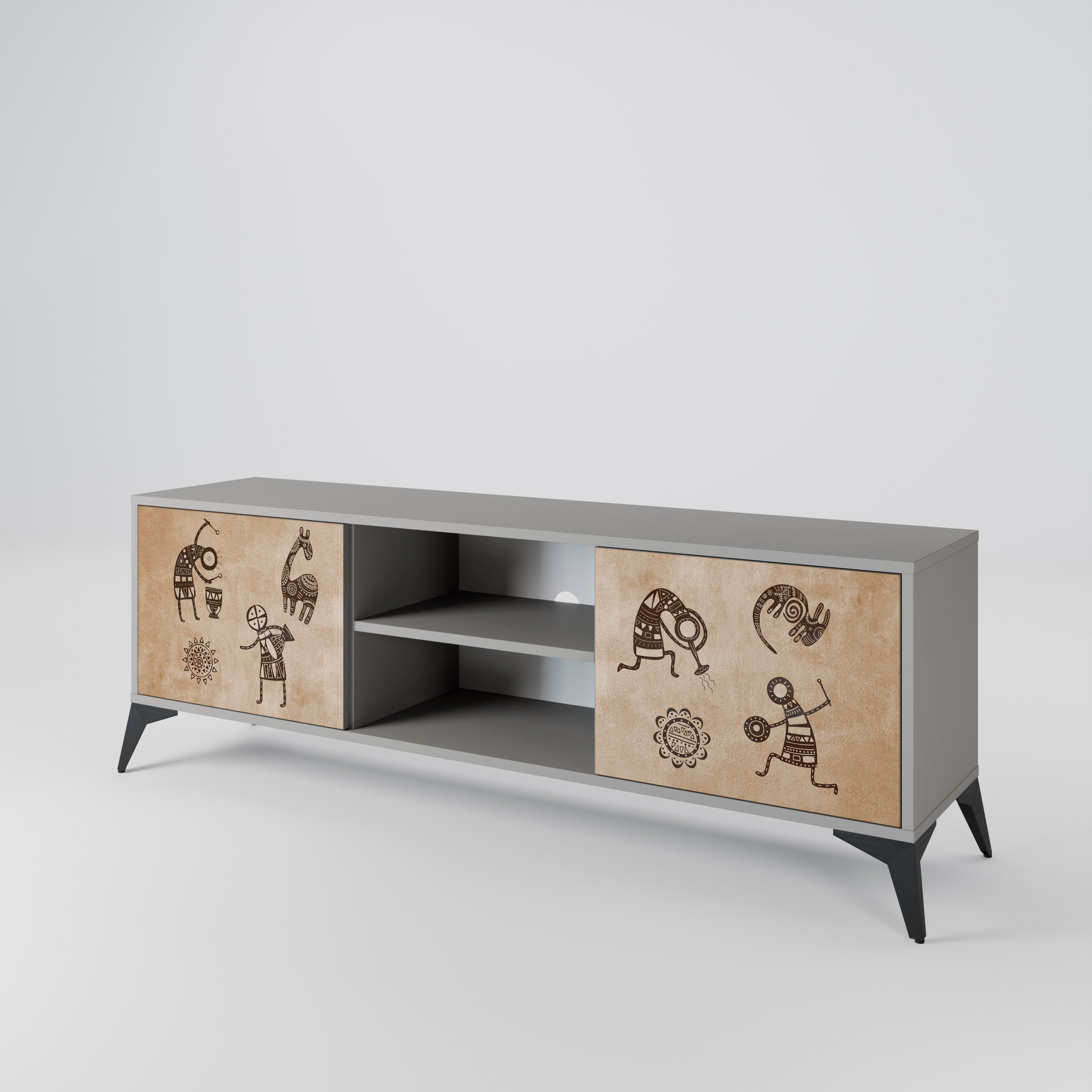 AFRICAN STYLE 2-Door TV Cabinet