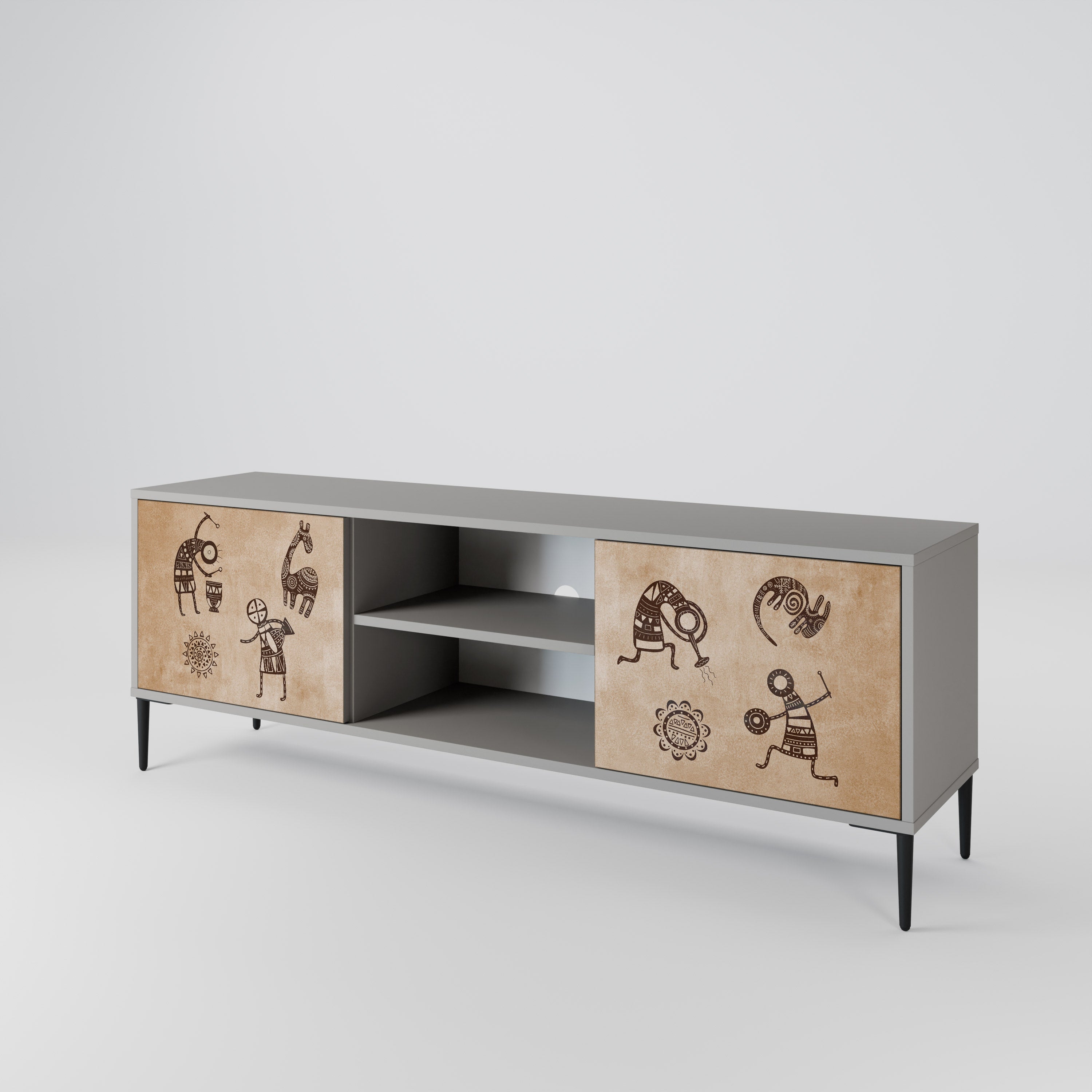 AFRICAN STYLE 2-Door TV Cabinet