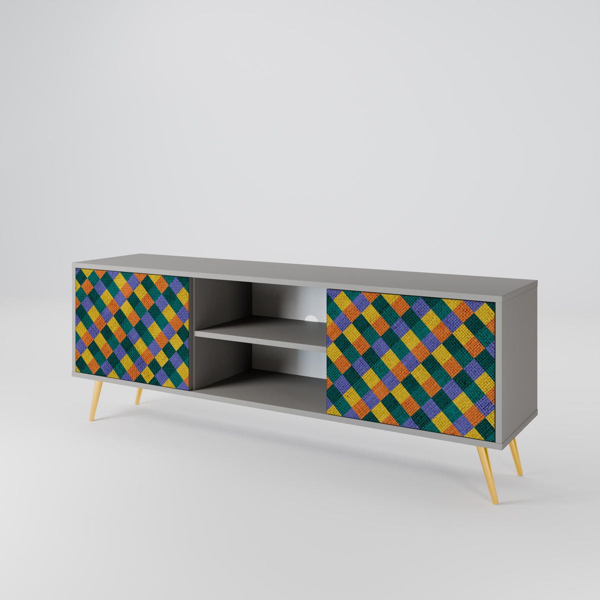 PAINTED SQUARES MIX Dvoudveřový TV stolek