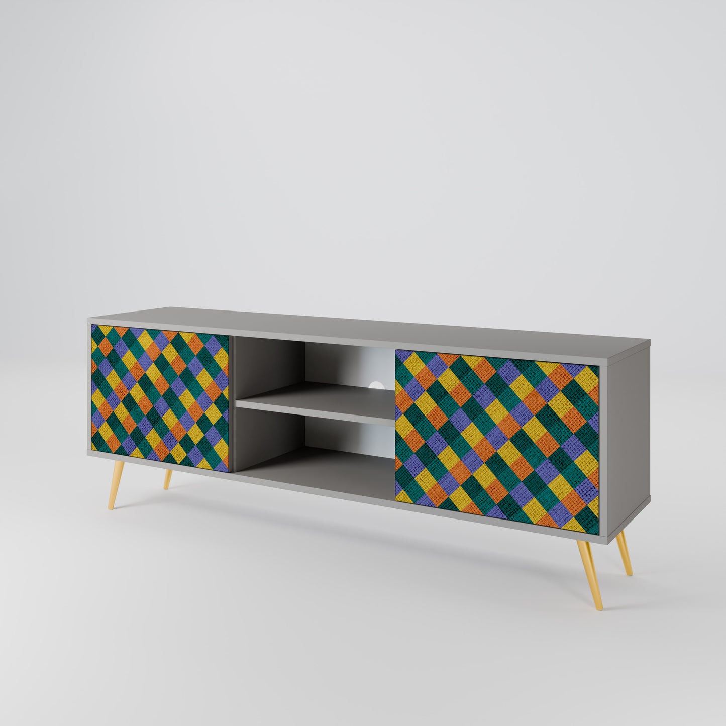 PAINTED SQUARES MIX Dvoudveřový TV stolek