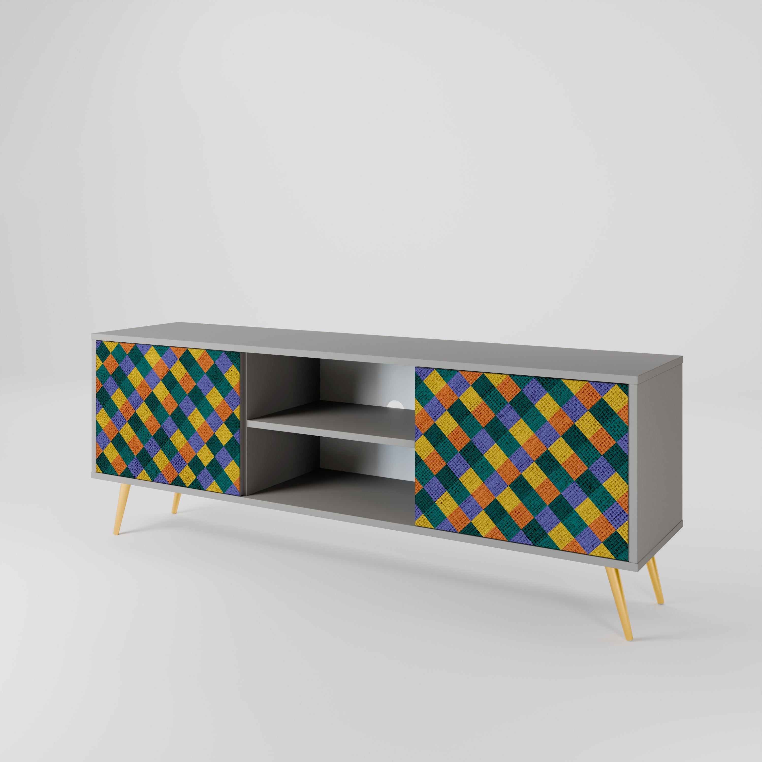 PAINTED SQUARES MIX Dvoudveřový TV stolek
