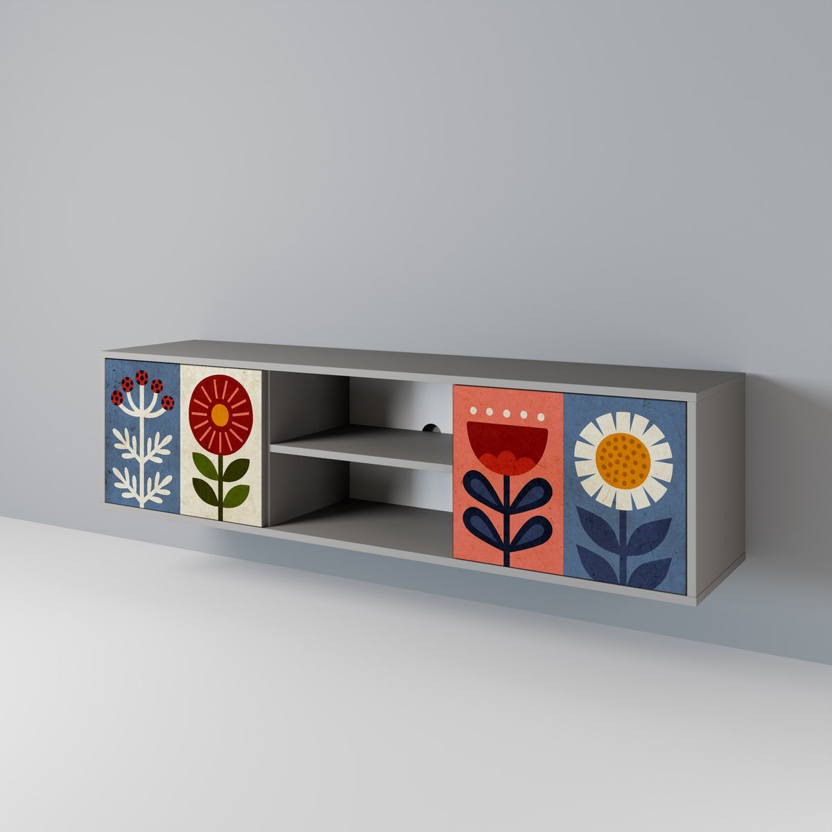 SCANDIC FLOWERET Dvoudveřový TV stolek