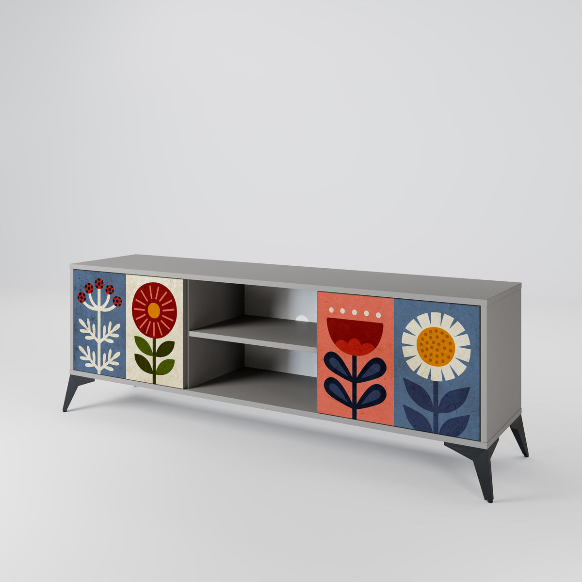 SCANDIC FLOWERET Dvoudveřový TV stolek