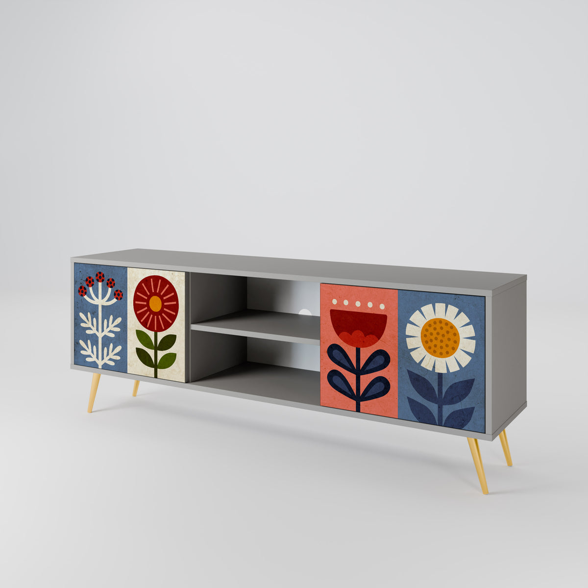 SCANDIC FLOWERET Dvoudveřový TV stolek