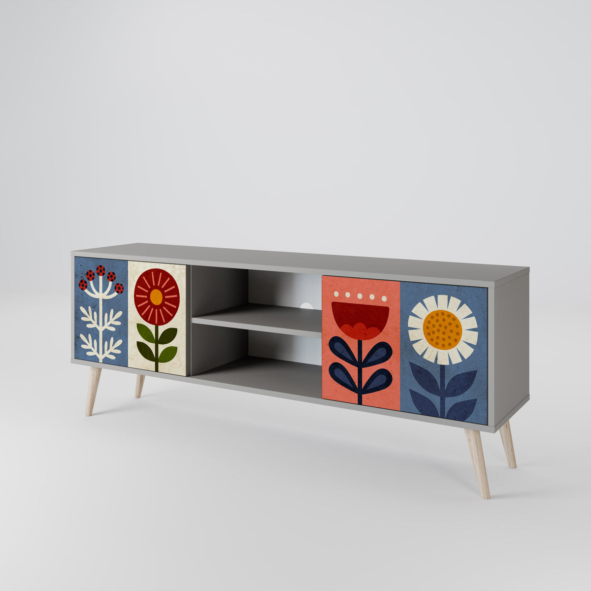 SCANDIC FLOWERET Dvoudveřový TV stolek