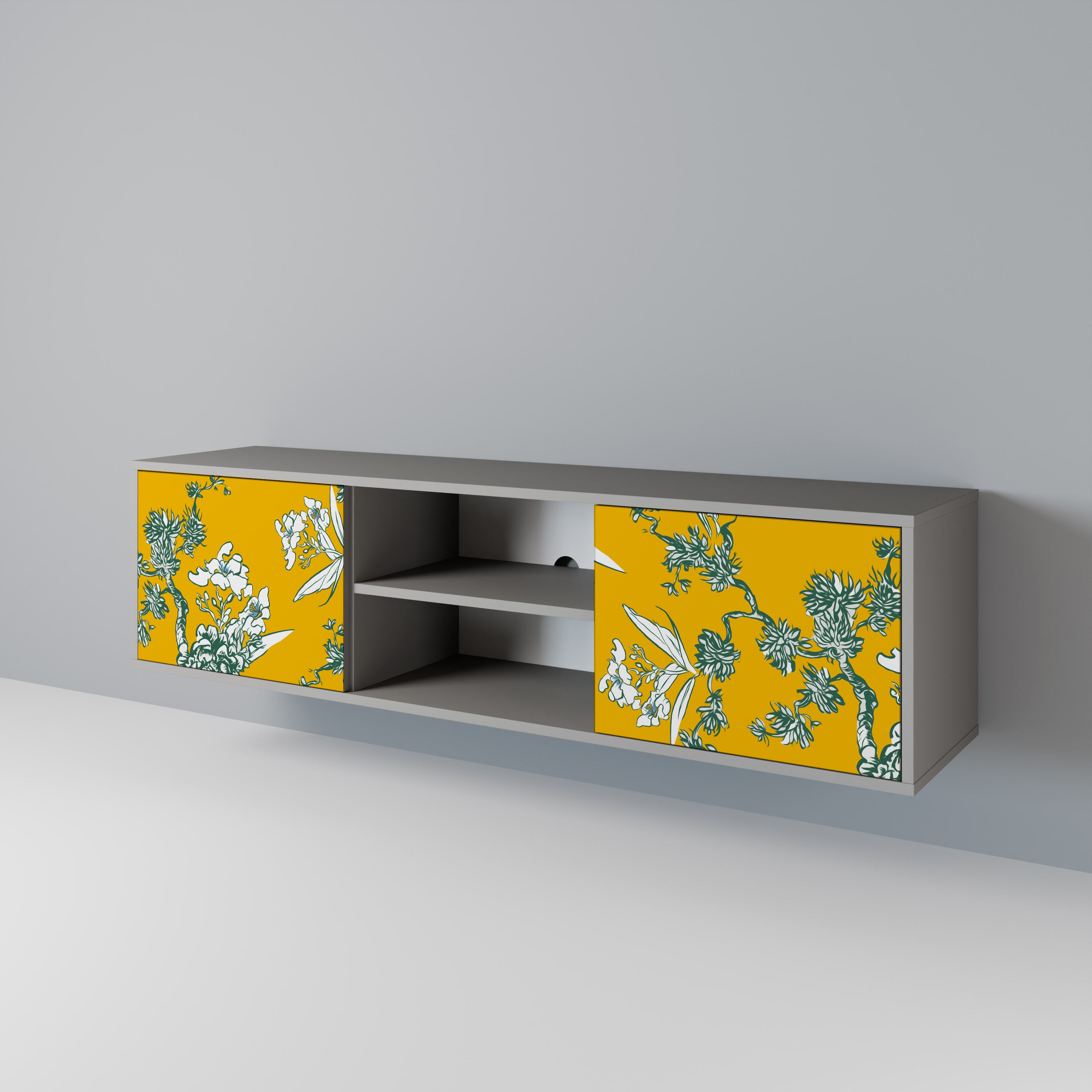 YELLOW CHINOISERIE 2-Door TV Cabinet