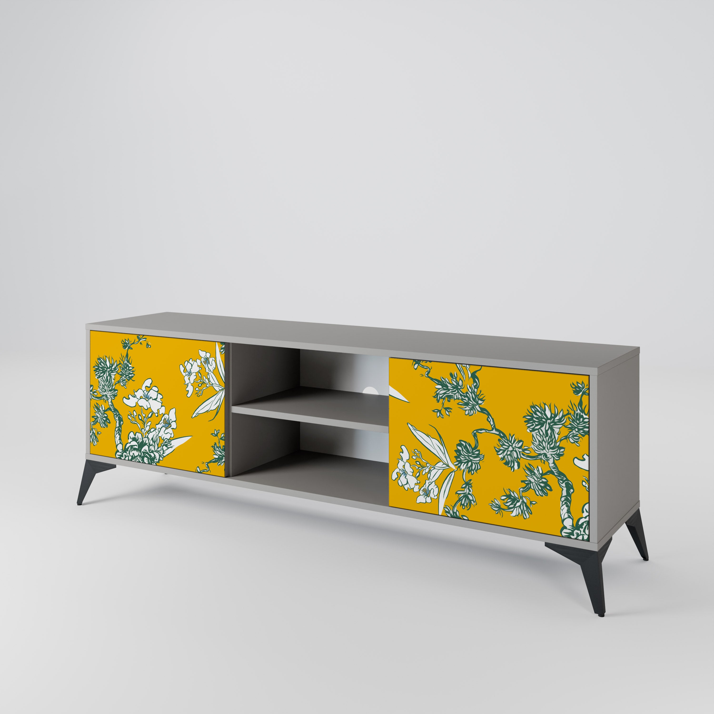 YELLOW CHINOISERIE 2-Door TV Cabinet