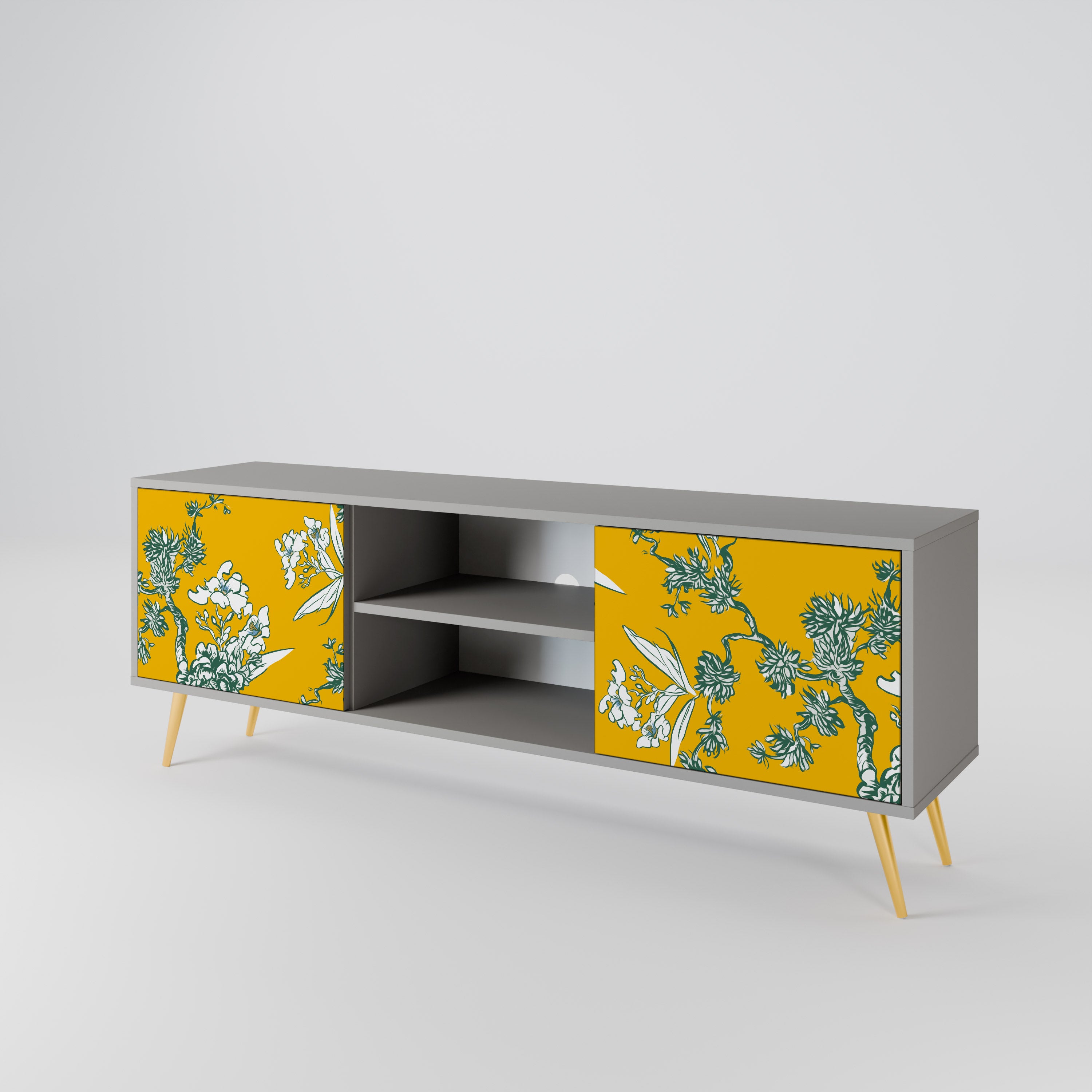 YELLOW CHINOISERIE 2-Door TV Cabinet