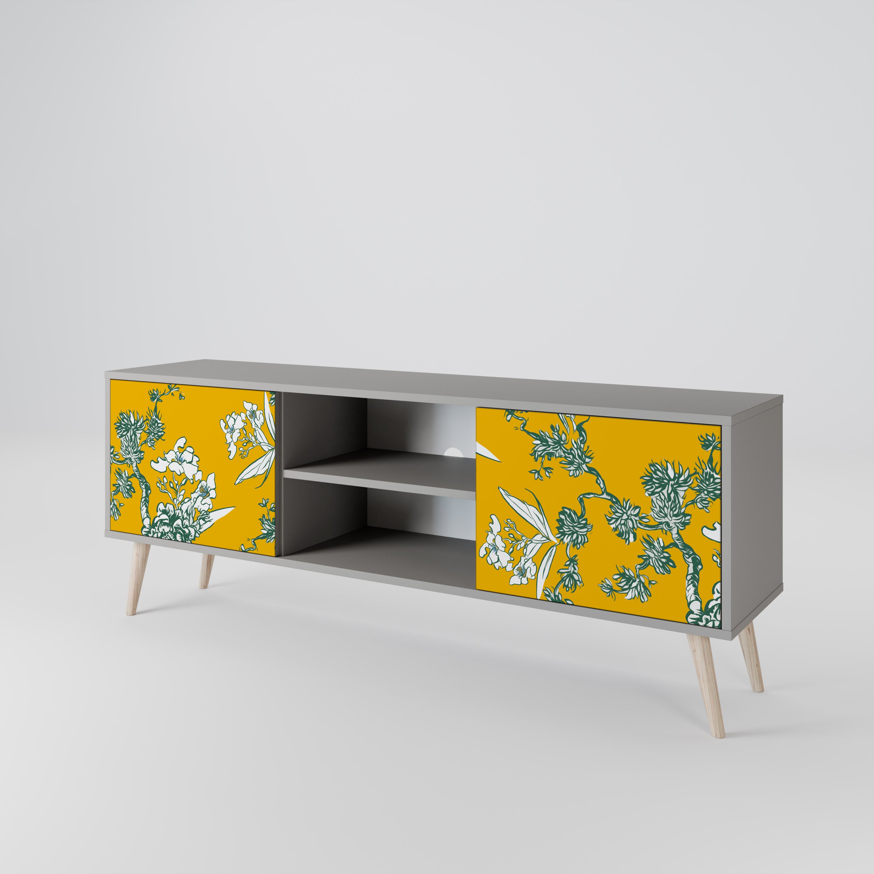 YELLOW CHINOISERIE 2-Door TV Cabinet