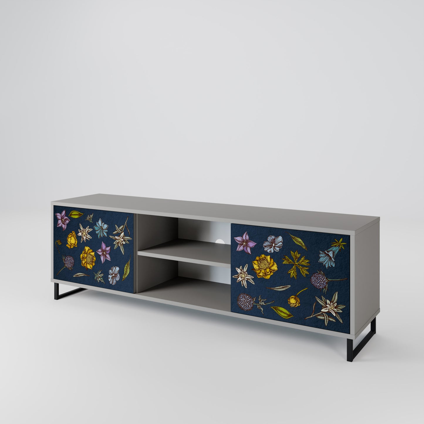 FLOWERS ON NAVY BLUE Dvoudveřový TV stolek
