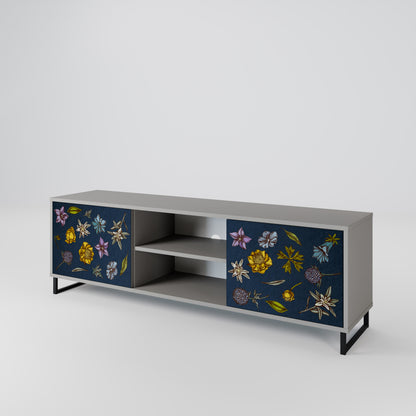 FLOWERS ON NAVY BLUE Dvoudveřový TV stolek