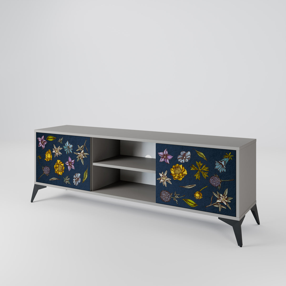 FLOWERS ON NAVY BLUE Dvoudveřový TV stolek