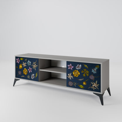 FLOWERS ON NAVY BLUE Dvoudveřový TV stolek