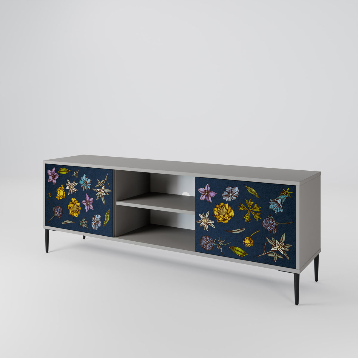 FLOWERS ON NAVY BLUE Dvoudveřový TV stolek