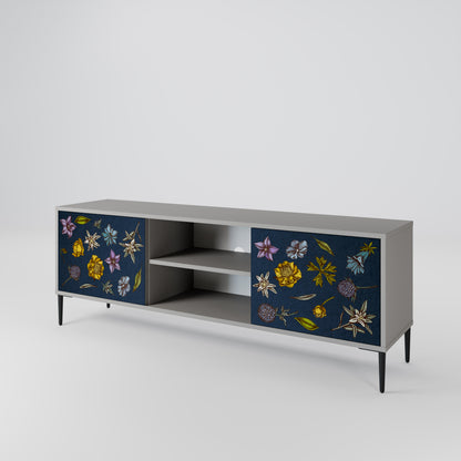 FLOWERS ON NAVY BLUE Dvoudveřový TV stolek
