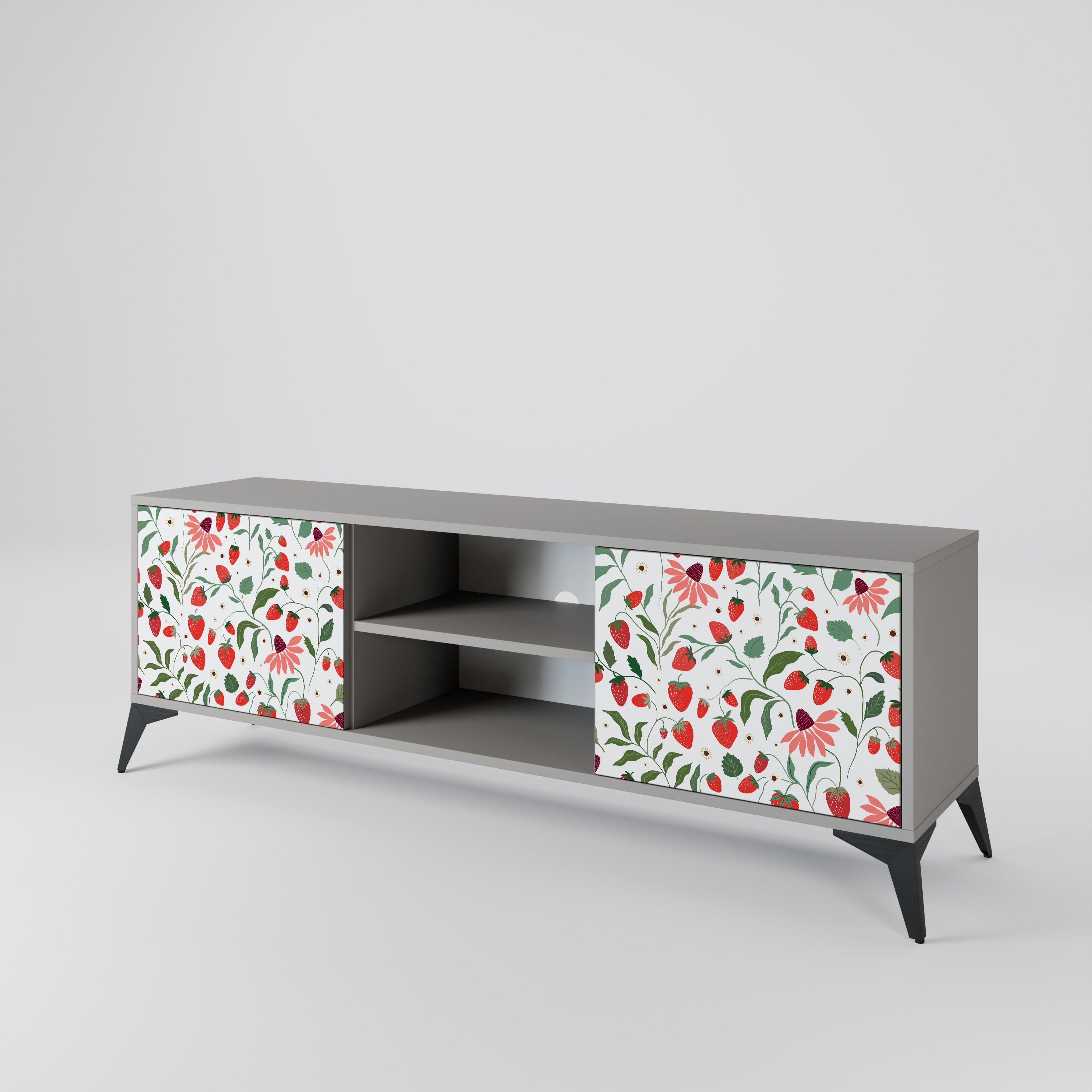 FLOWERS AND STRAWBERRIES 2-Door TV Cabinet