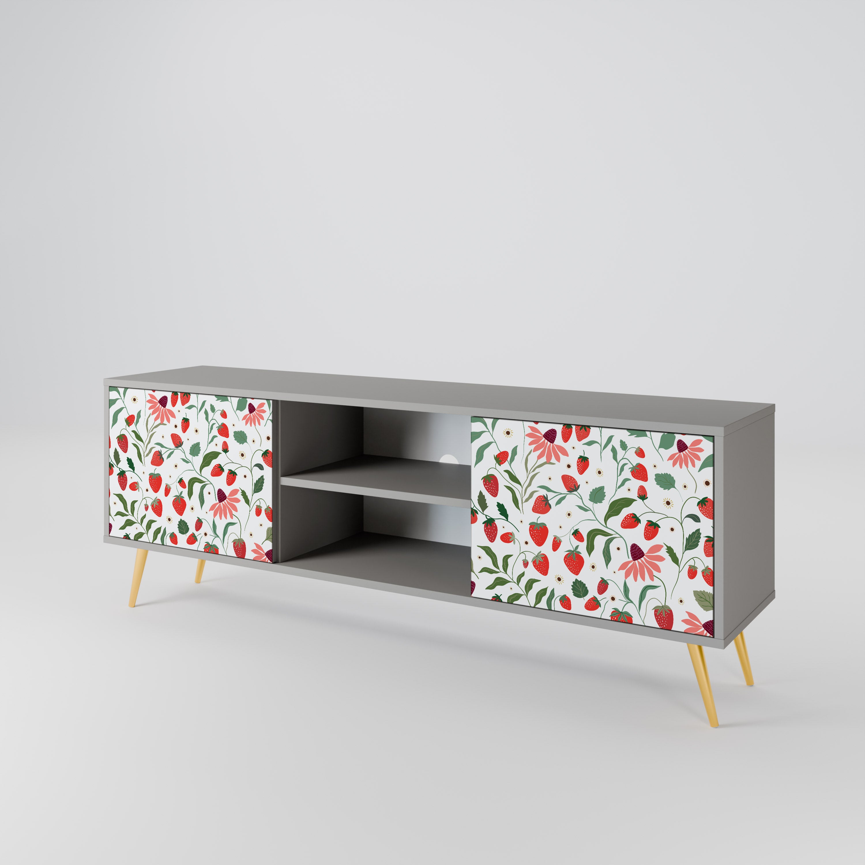 FLOWERS AND STRAWBERRIES 2-Door TV Cabinet