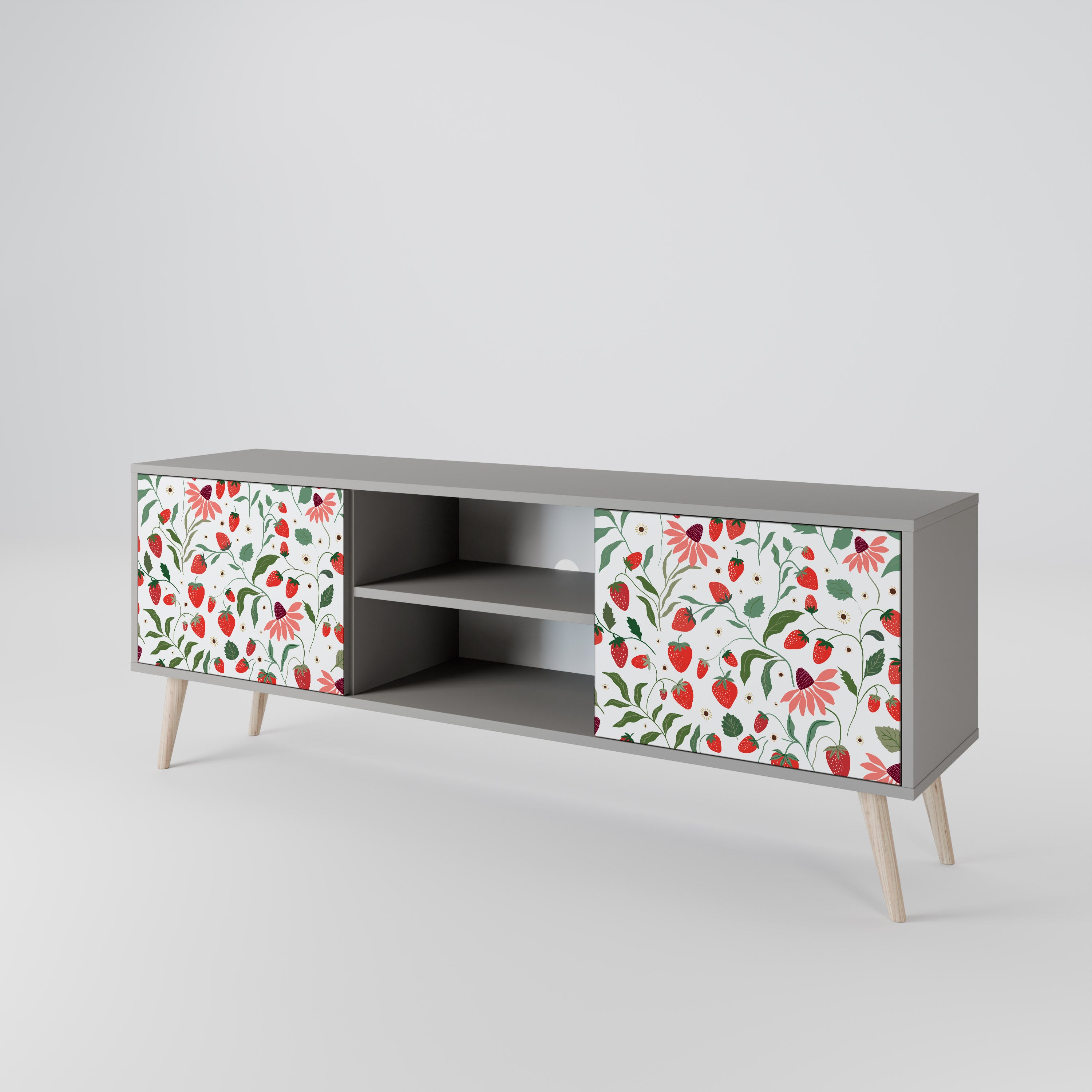 FLOWERS AND STRAWBERRIES 2-Door TV Cabinet