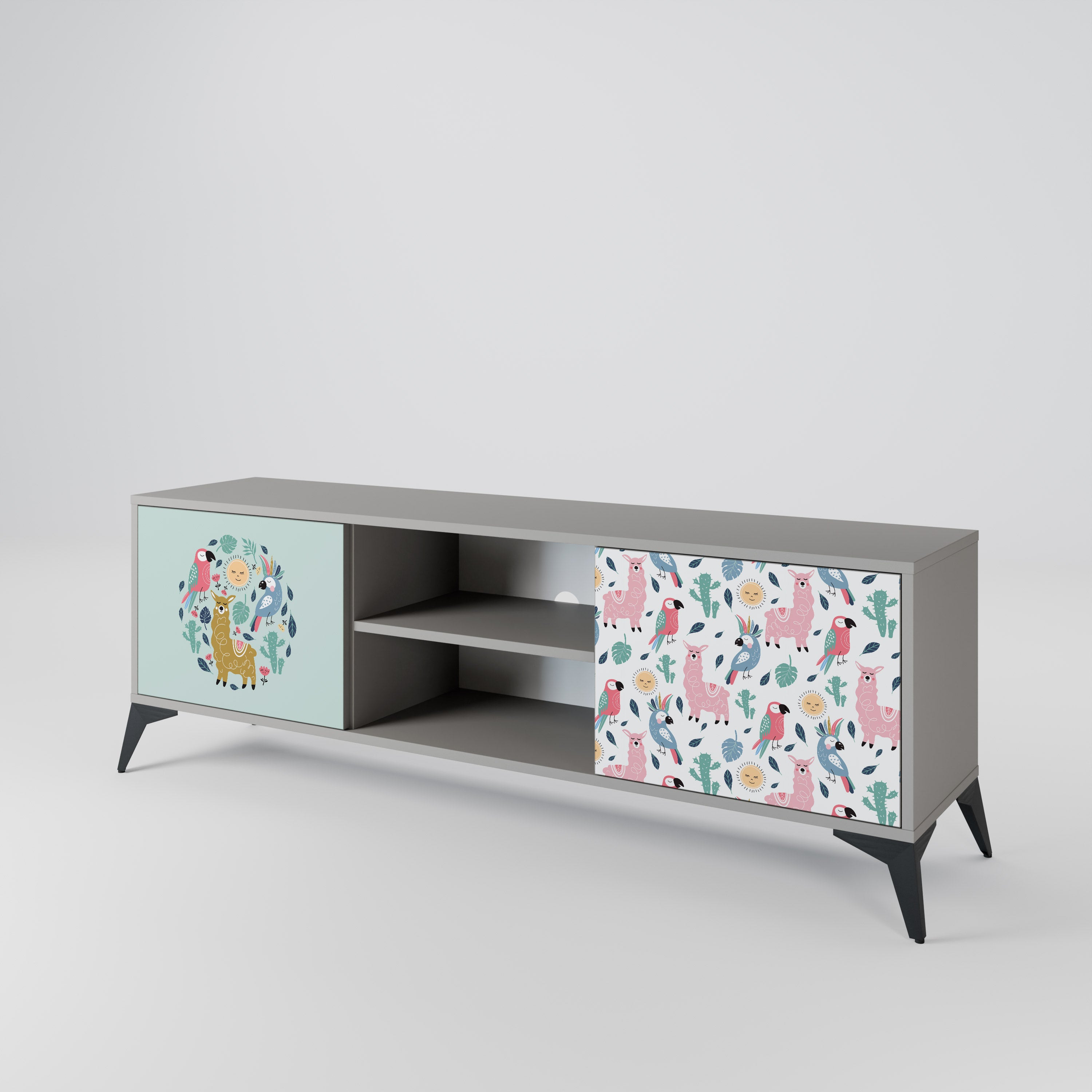 COLORFUL ALPACAS 2-Door TV Cabinet