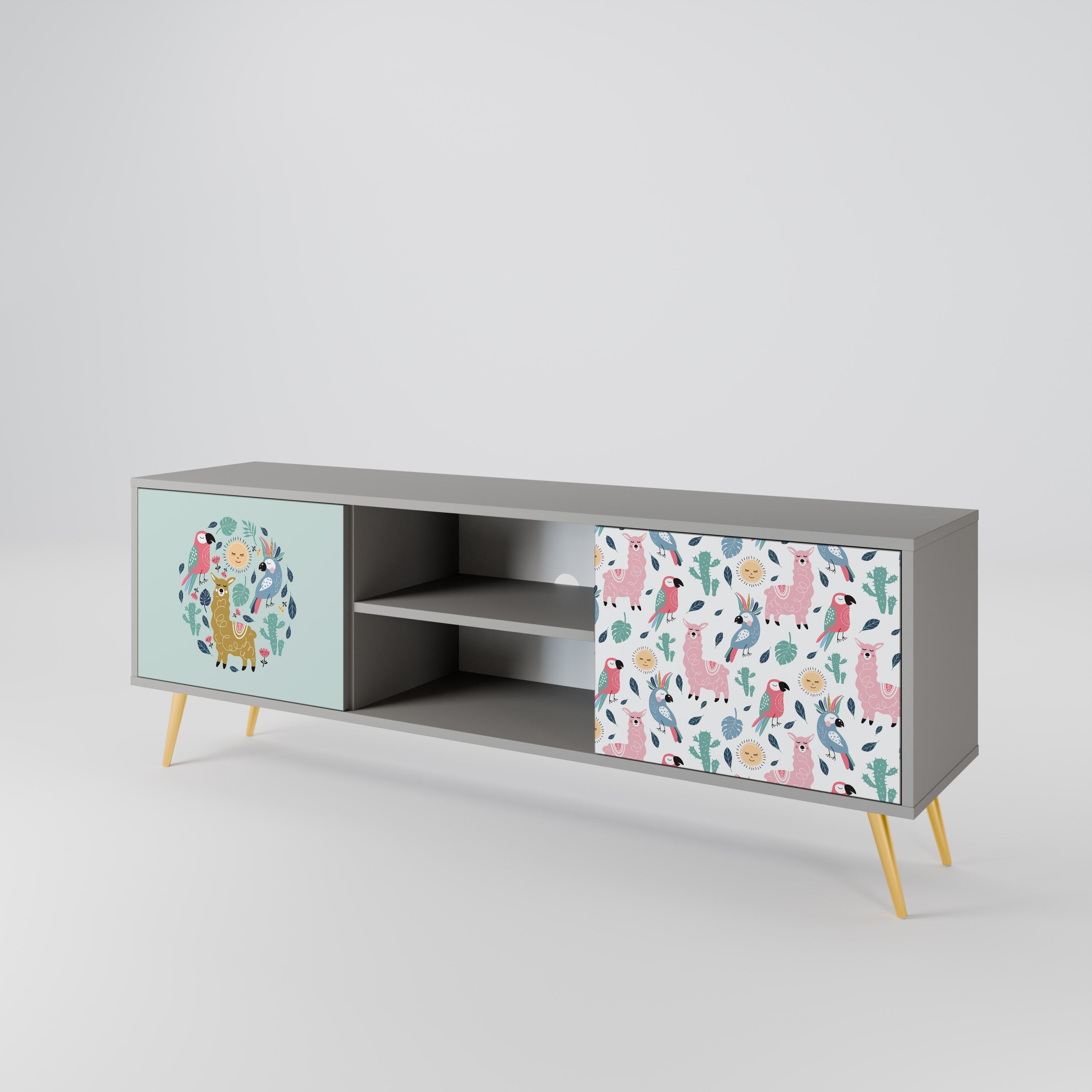 COLORFUL ALPACAS 2-Door TV Cabinet