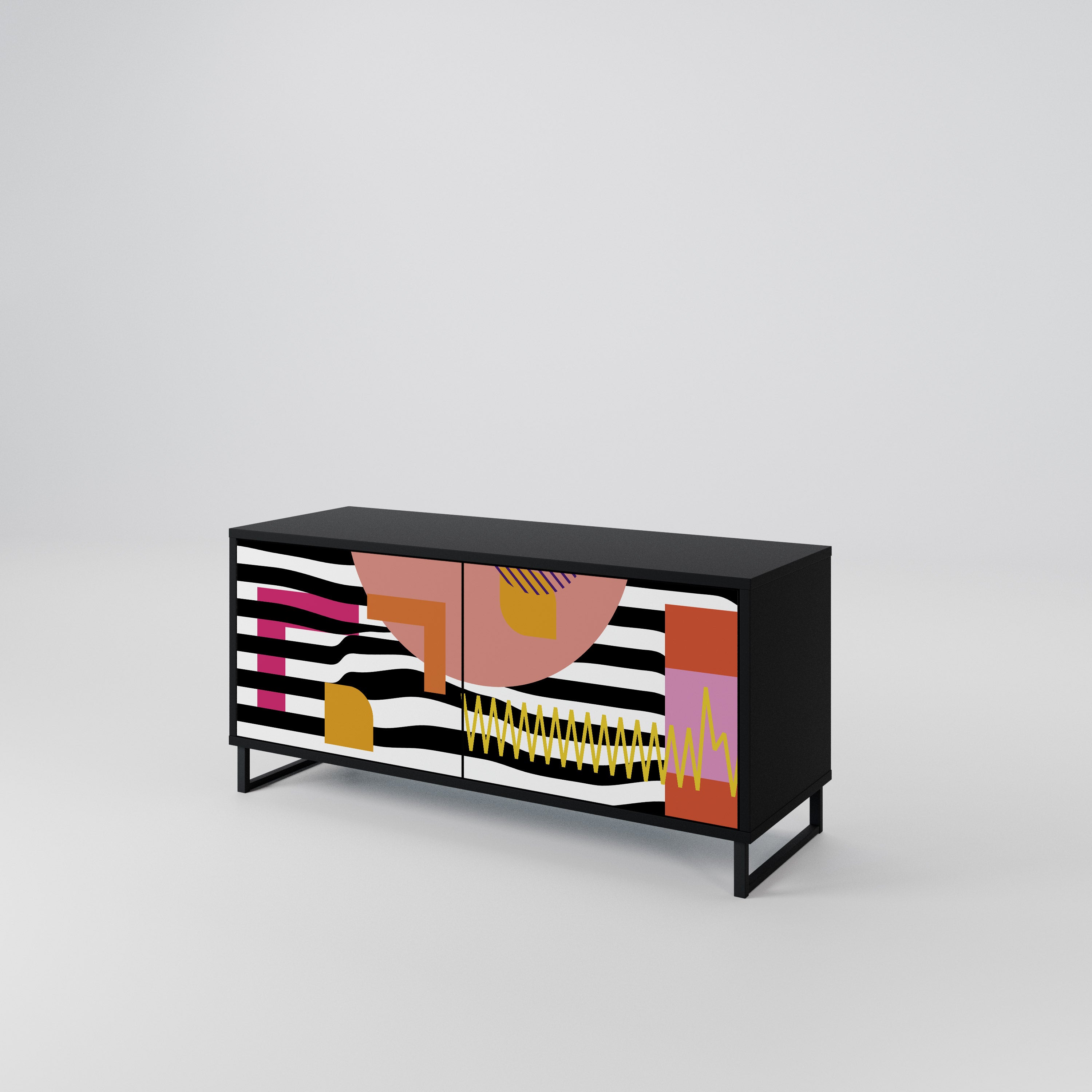 CHROMATIC ABSTRACT Compact 2-Door TV Cabinet