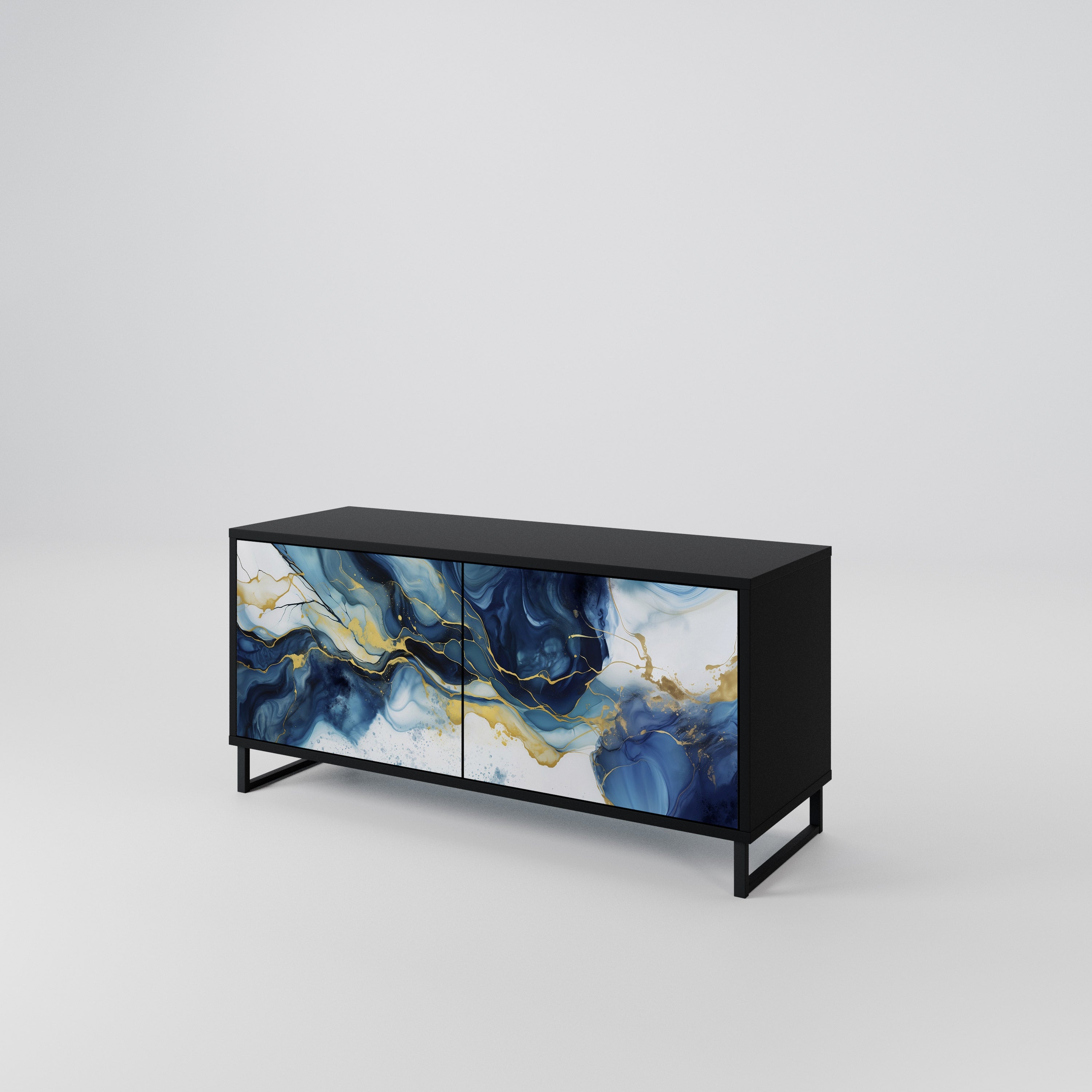 INKY MARBLE Compact 2-Door TV Cabinet