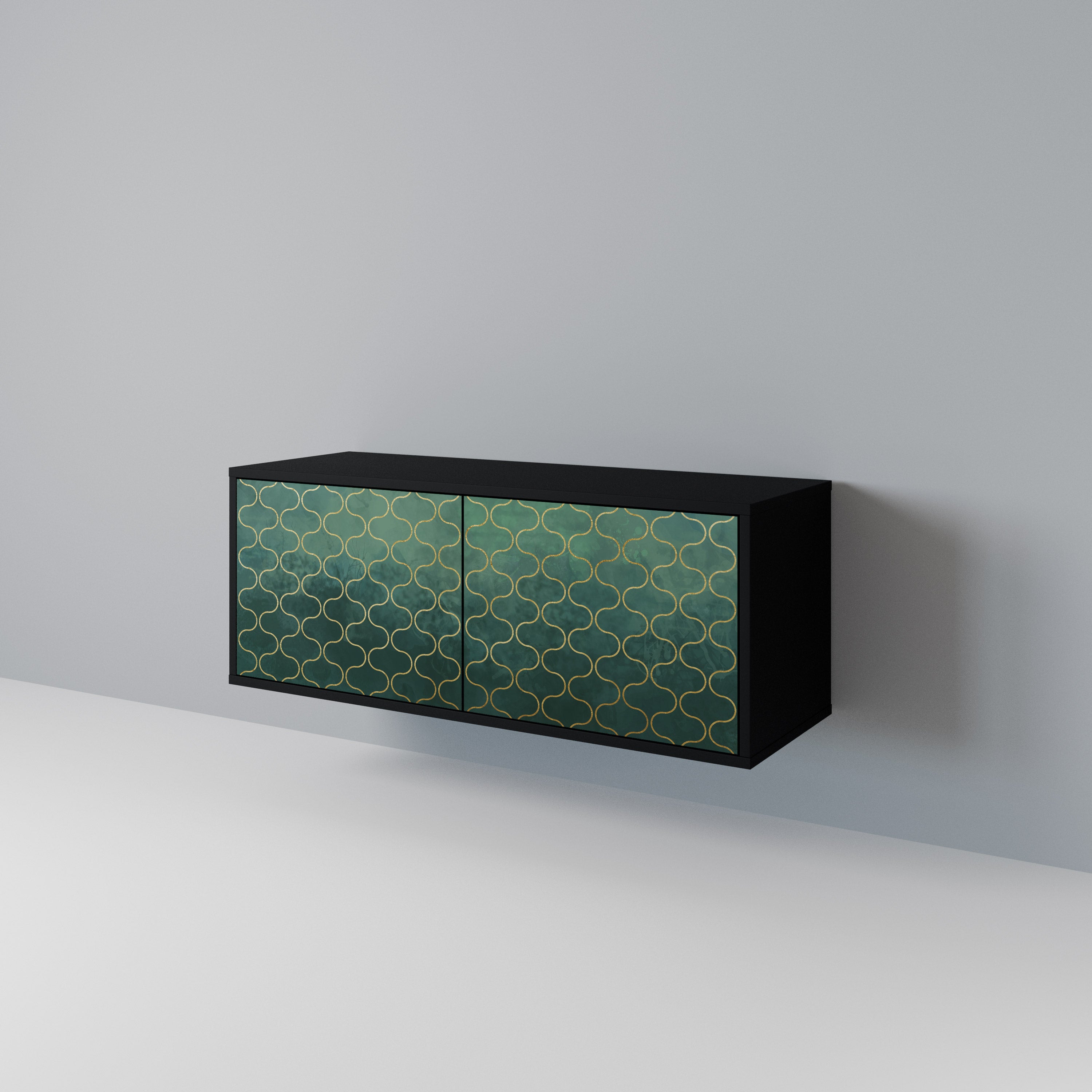 TESSELATED GREENERY Kompaktní dvoudveřový TV stolek