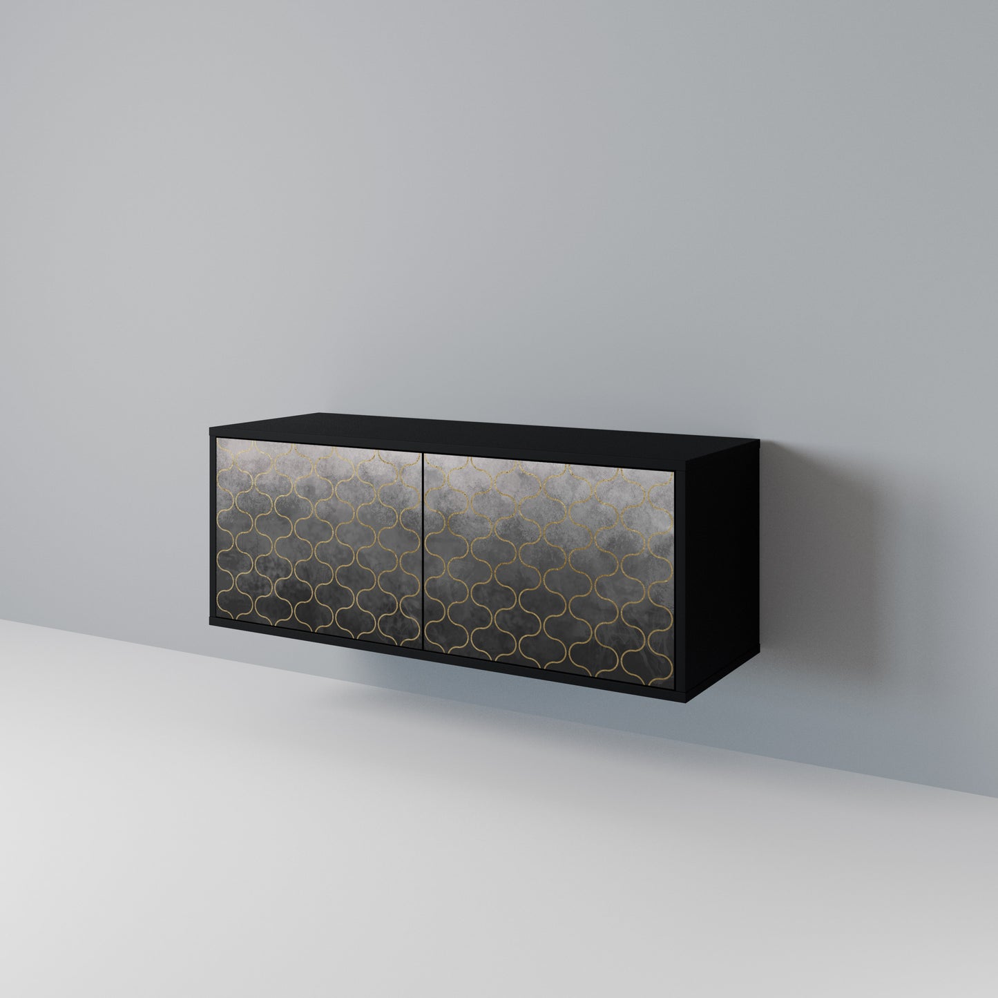 TESSELATED GRAYISH Kompaktní dvoudveřový TV stolek
