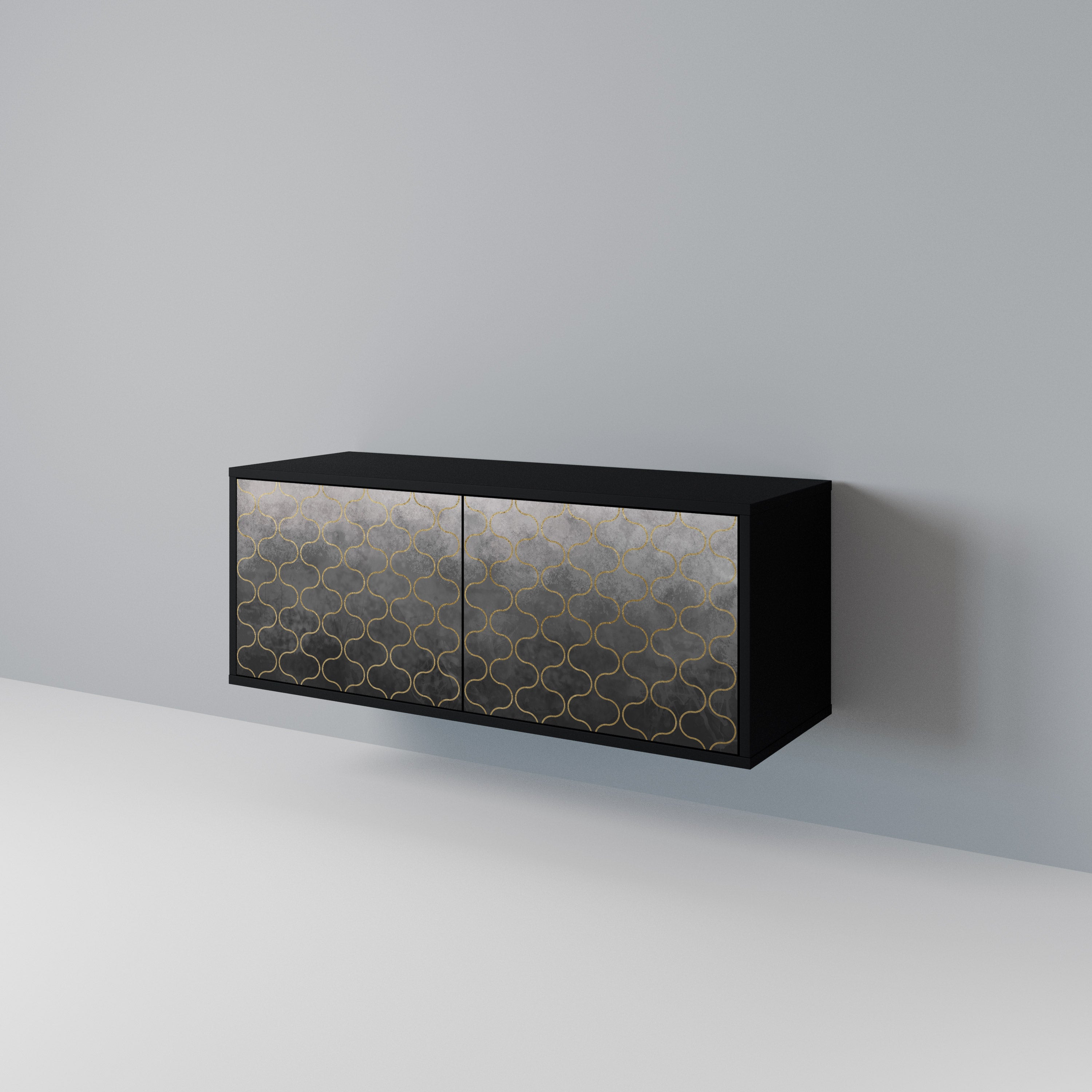 TESSELATED GRAYISH Kompaktní dvoudveřový TV stolek