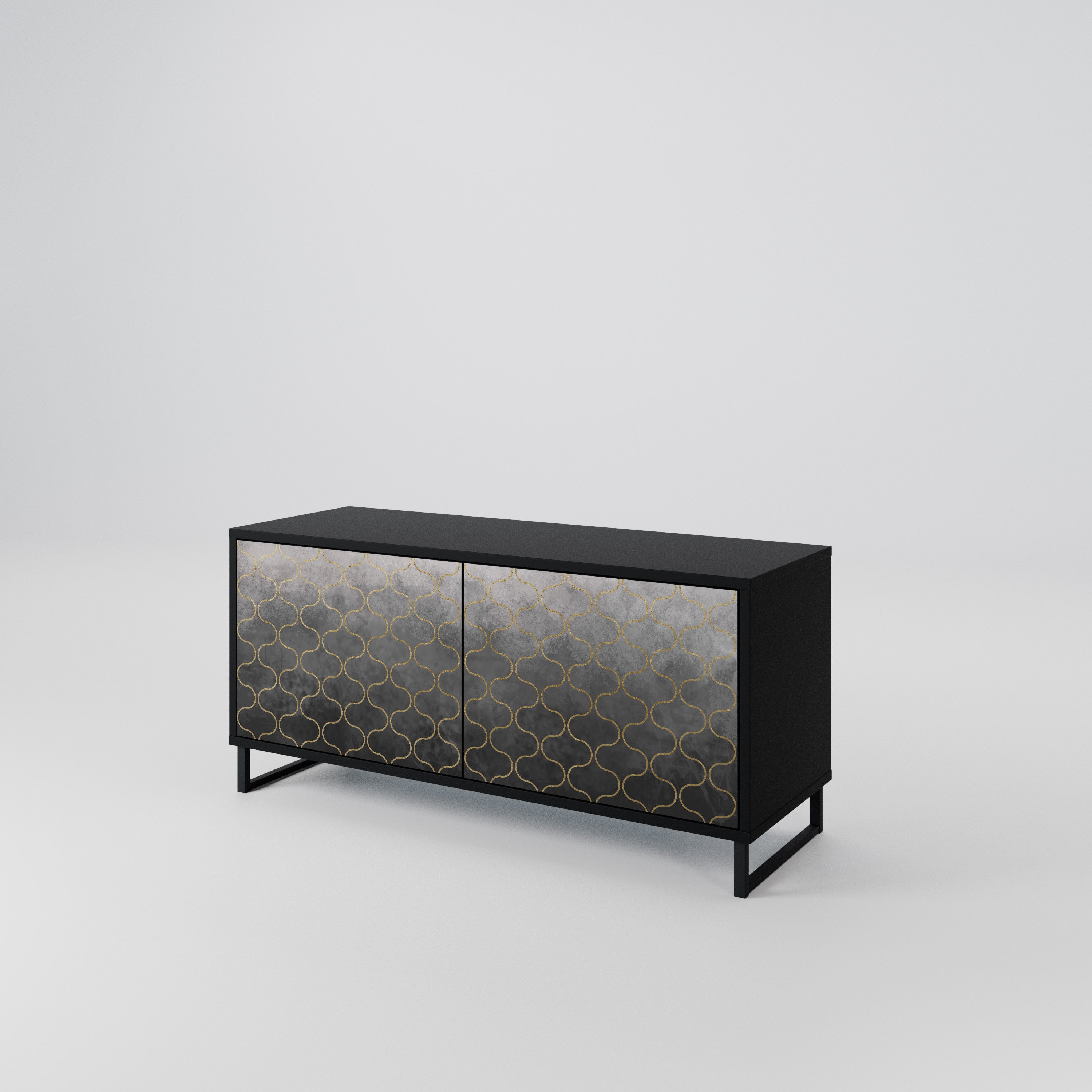 TESSELATED GRAYISH Kompaktní dvoudveřový TV stolek