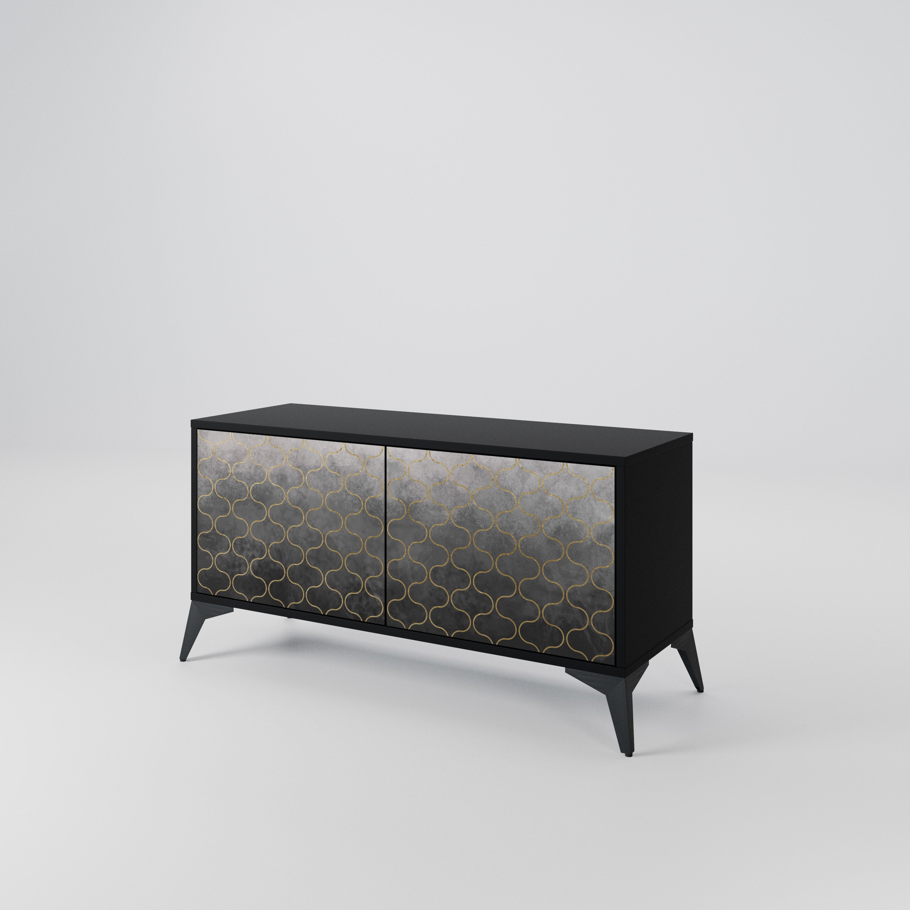 TESSELATED GRAYISH Kompaktní dvoudveřový TV stolek