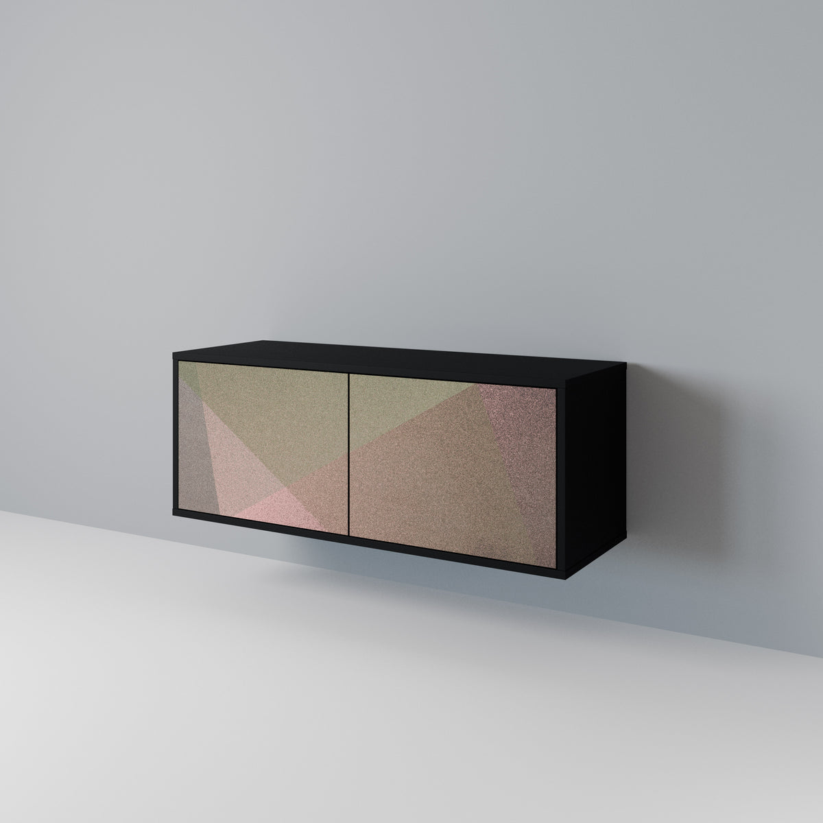 BEIGE GEOMETRY Kompaktní dvoudveřový TV stolek