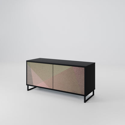 BEIGE GEOMETRY Kompaktní dvoudveřový TV stolek