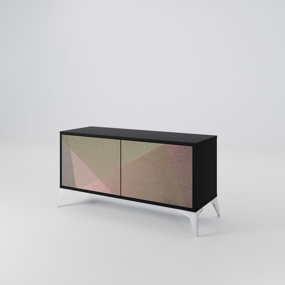 BEIGE GEOMETRY Kompaktní dvoudveřový TV stolek