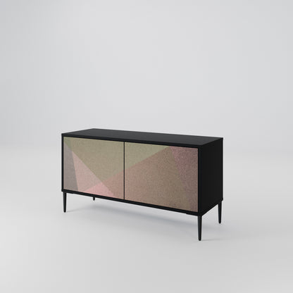 BEIGE GEOMETRY Kompaktní dvoudveřový TV stolek