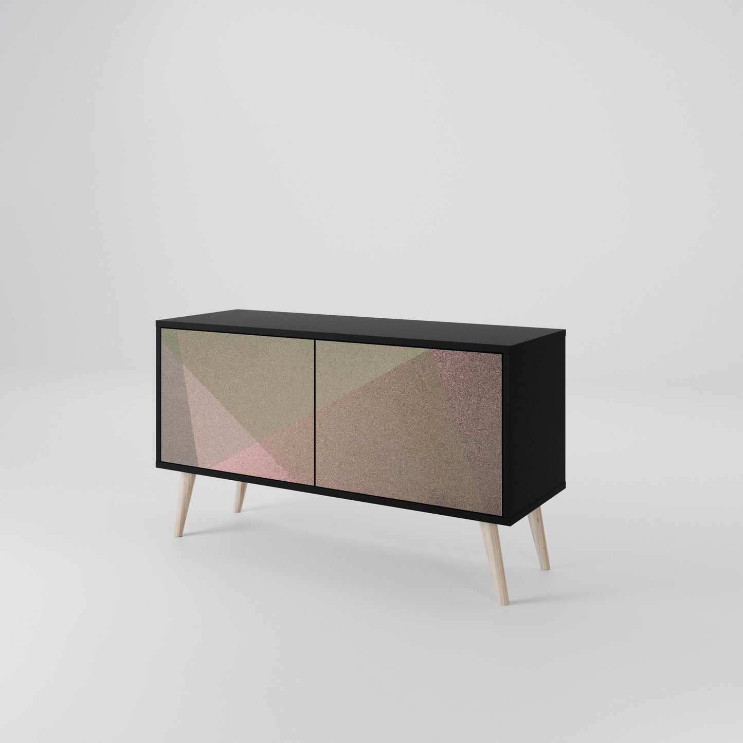 BEIGE GEOMETRY Kompaktní dvoudveřový TV stolek