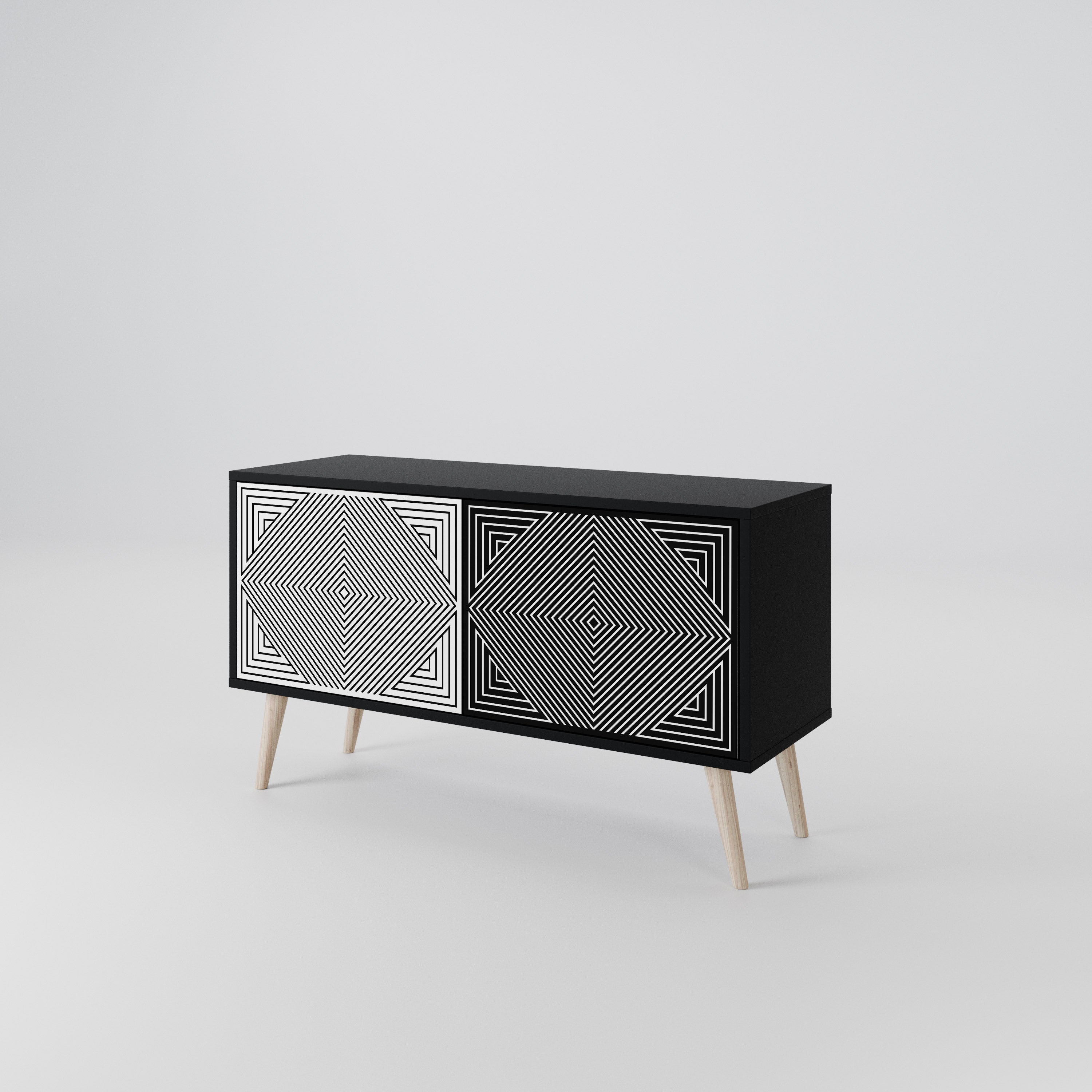 POLYGON ILLUSION Compact 2-Door TV Cabinet