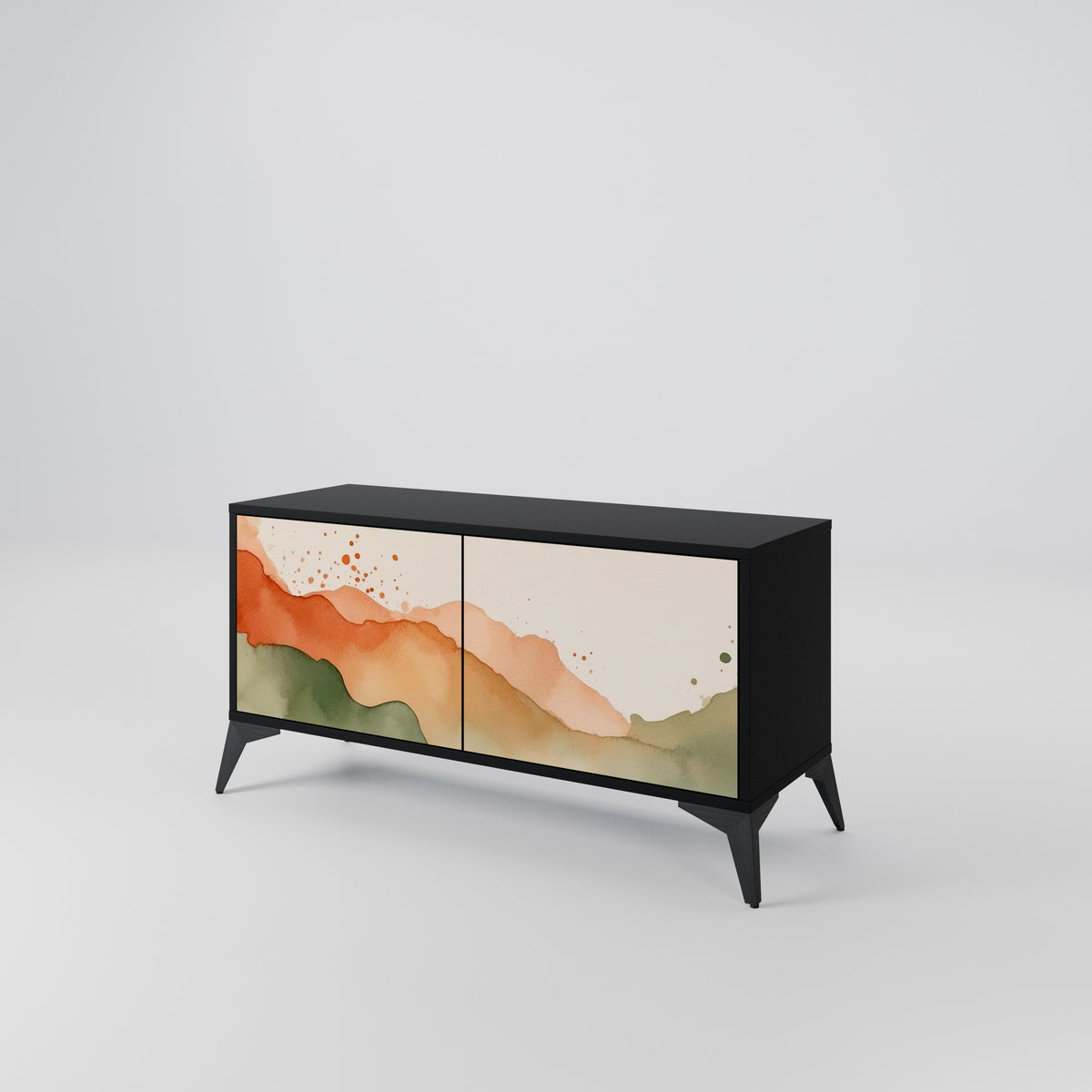 WATERCOLOUR PEAKS Kompaktní dvoudveřový TV stolek