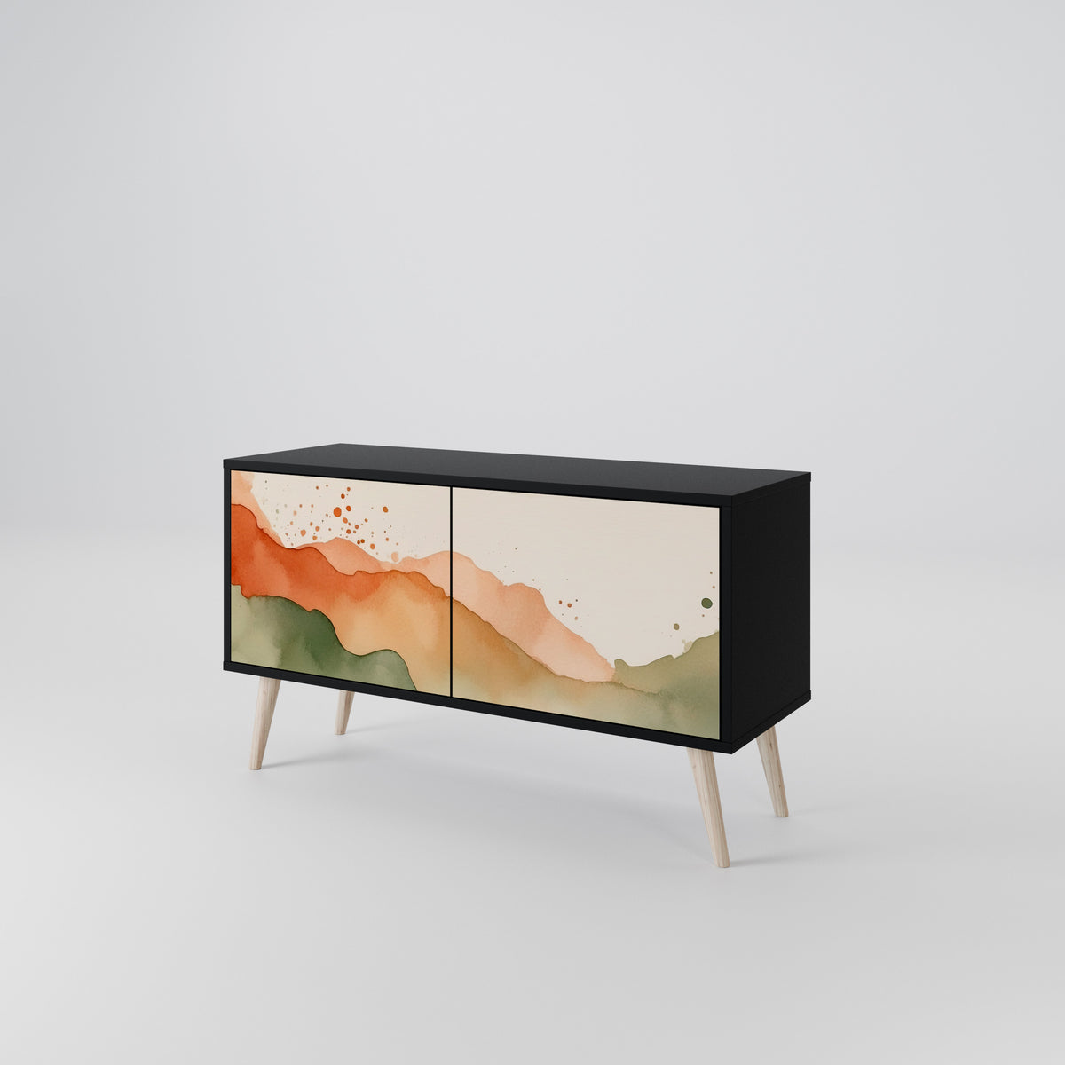 WATERCOLOUR PEAKS Kompaktní dvoudveřový TV stolek