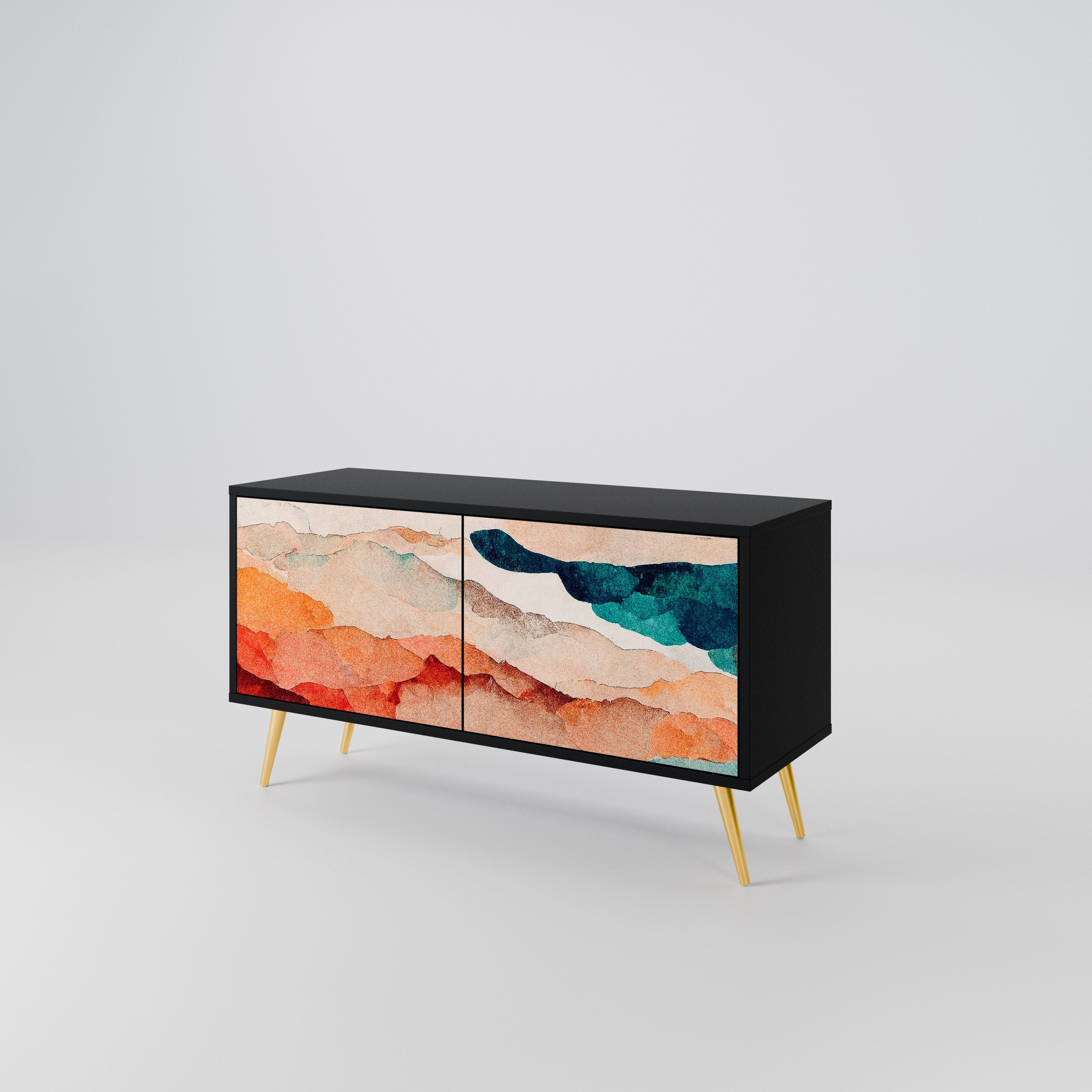 ABSTRACT LANDSCAPE Compact 2-Door TV Cabinet