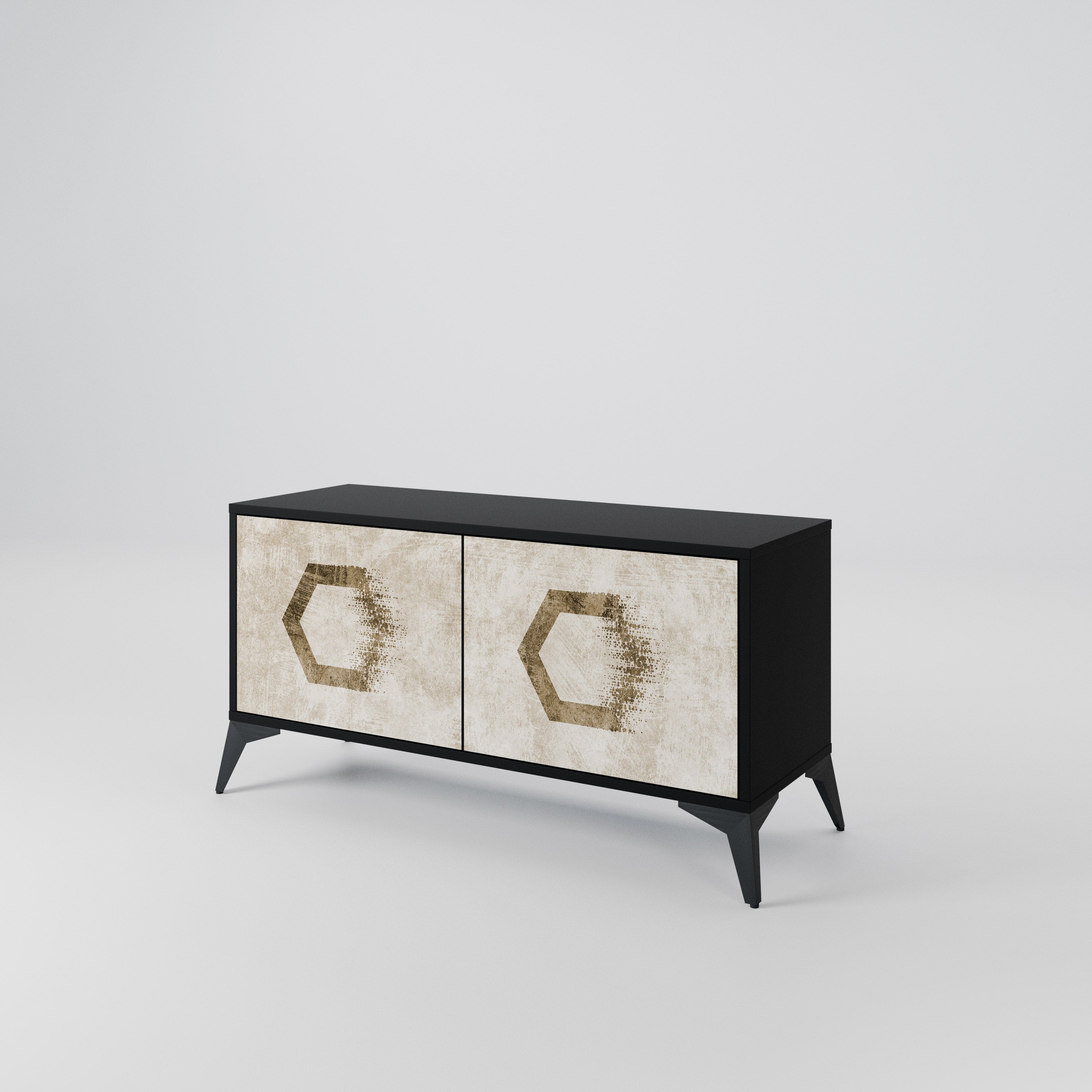 HEXAGONAL SHAPES Compact 2-Door TV Cabinet