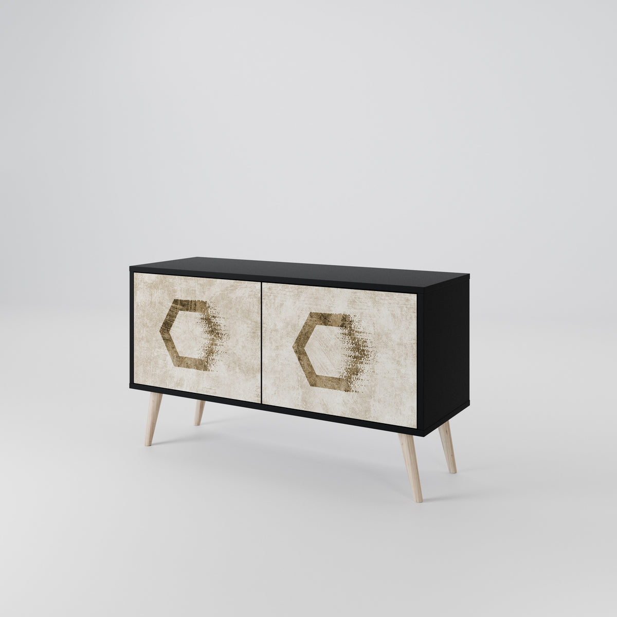 HEXAGONAL SHAPES Kompaktní dvoudveřový TV stolek