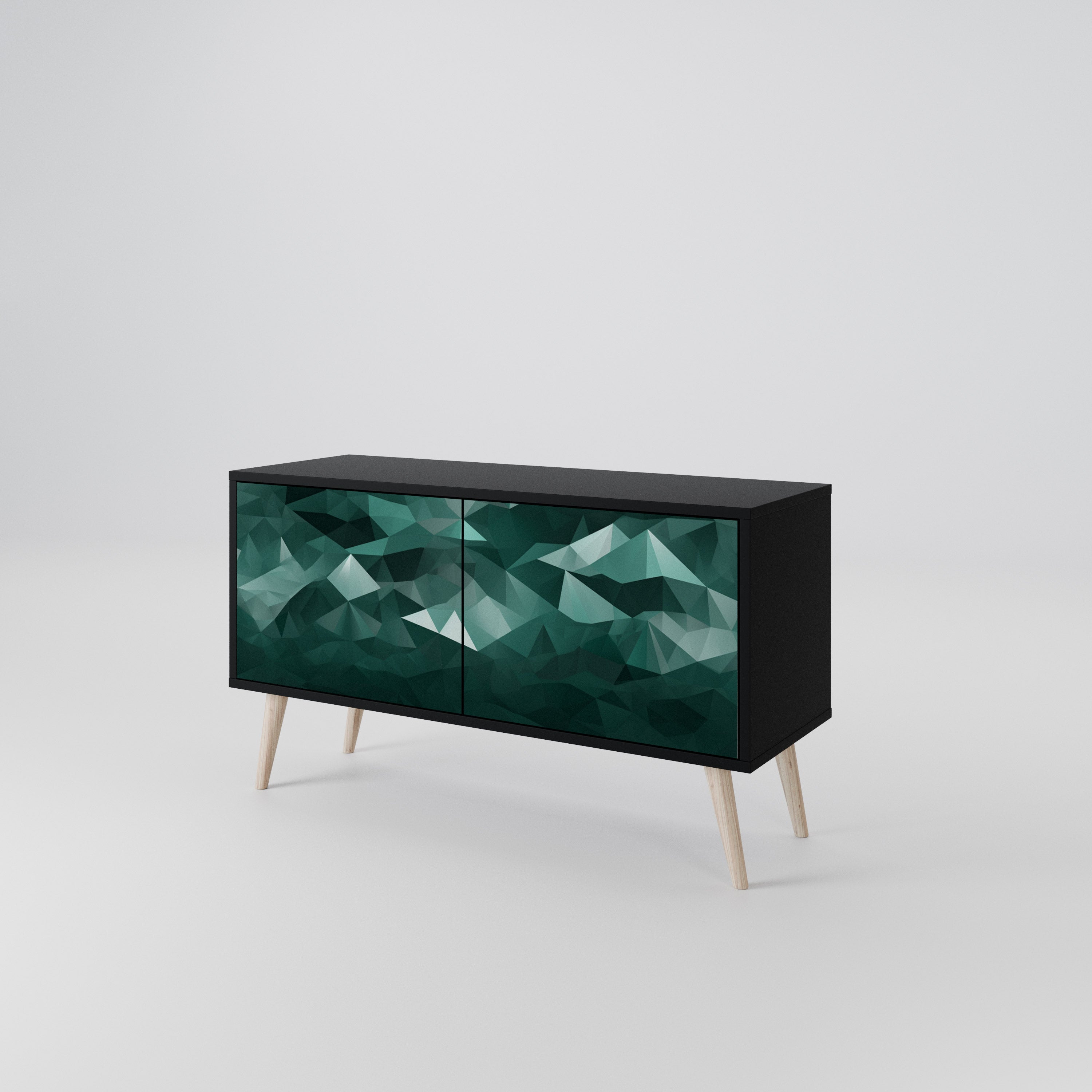 POLYGONAL FLOATING Compact 2-Door TV Cabinet
