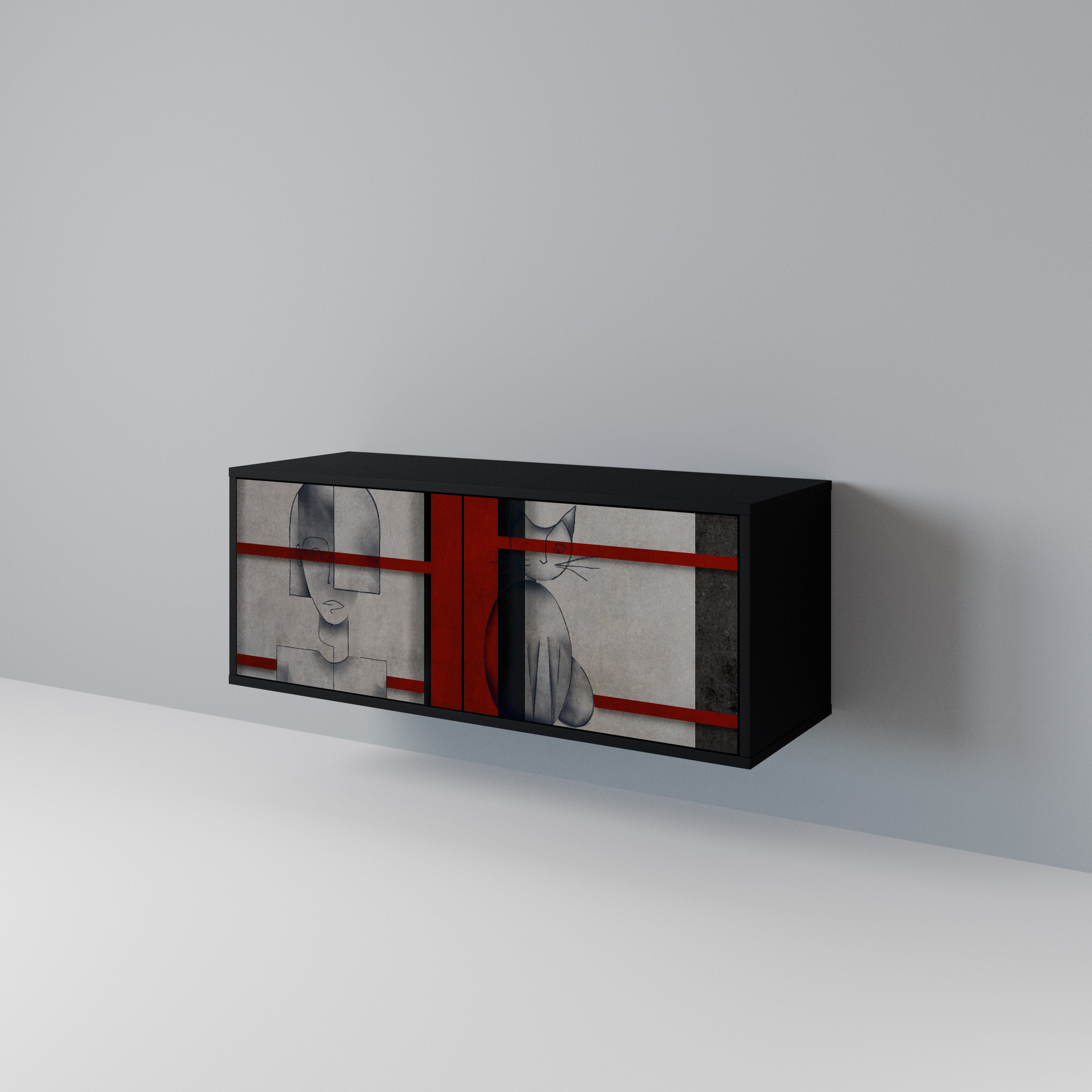 GRAY FIGURES Compact 2-Door TV Cabinet