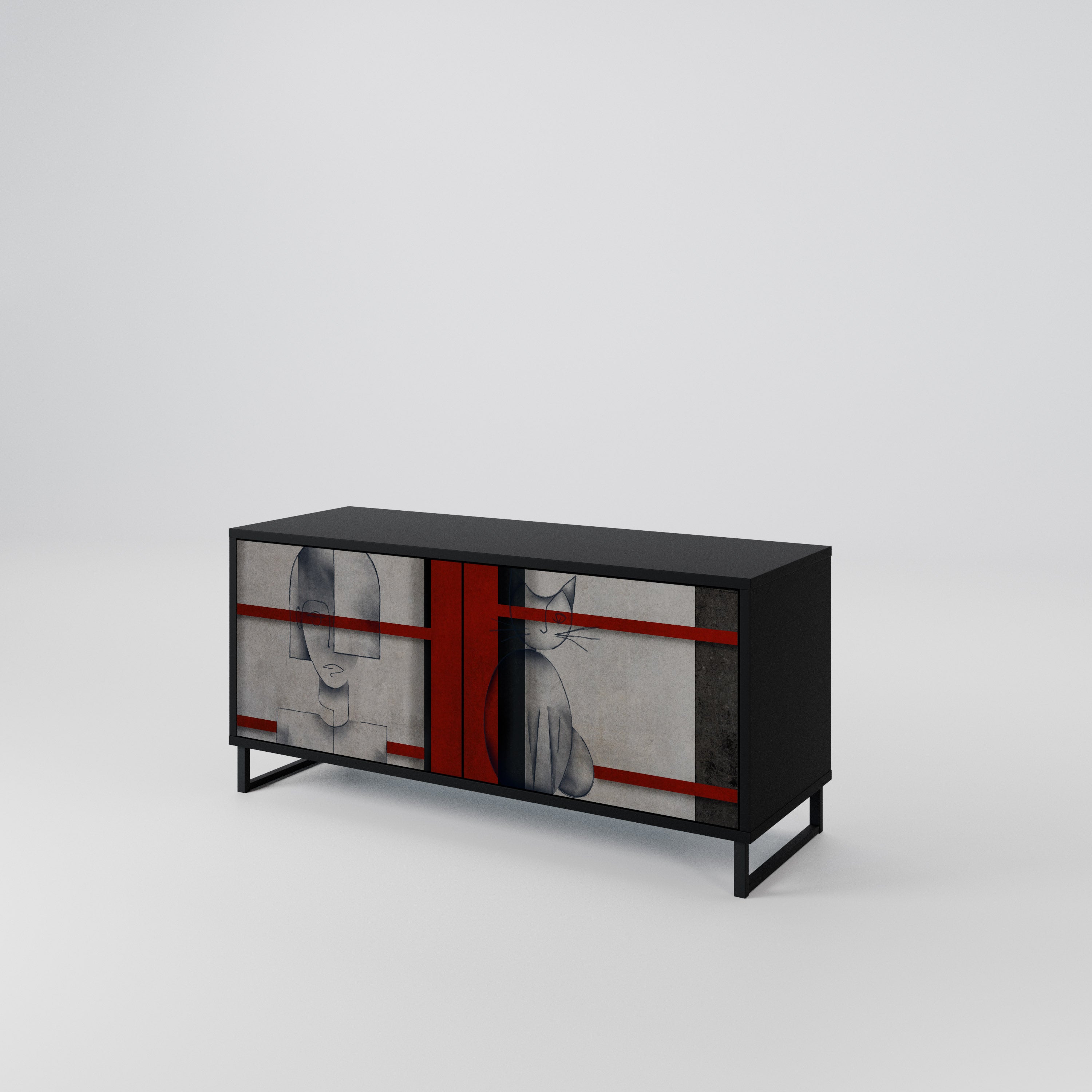 GRAY FIGURES Compact 2-Door TV Cabinet