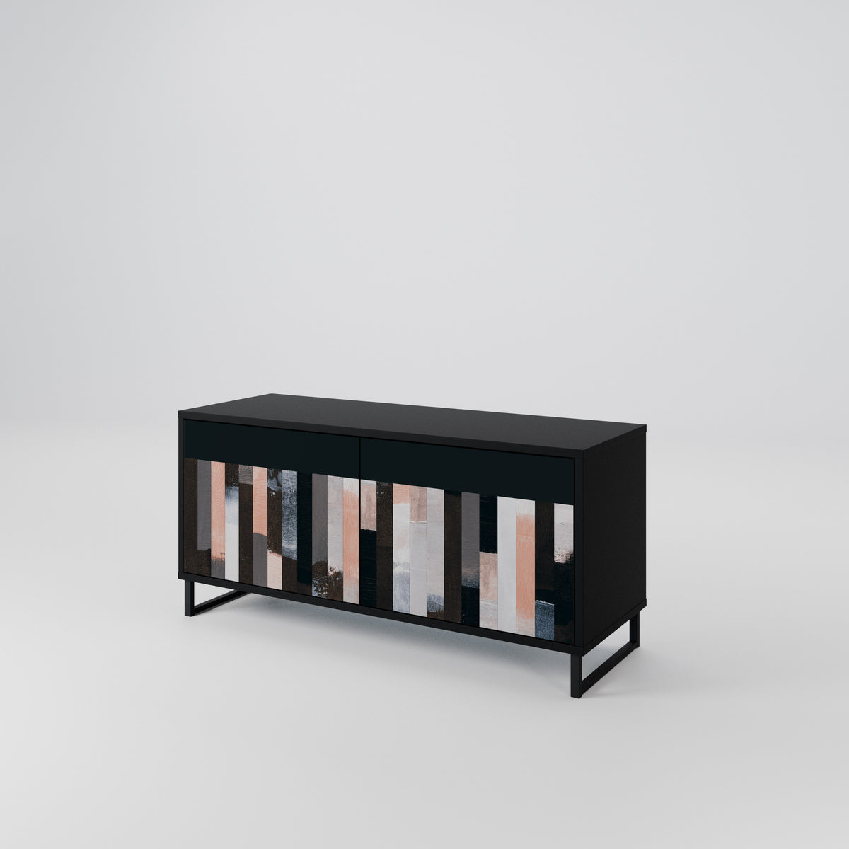 COLLAGE OF RECTANGLES Kompaktní dvoudveřový TV stolek