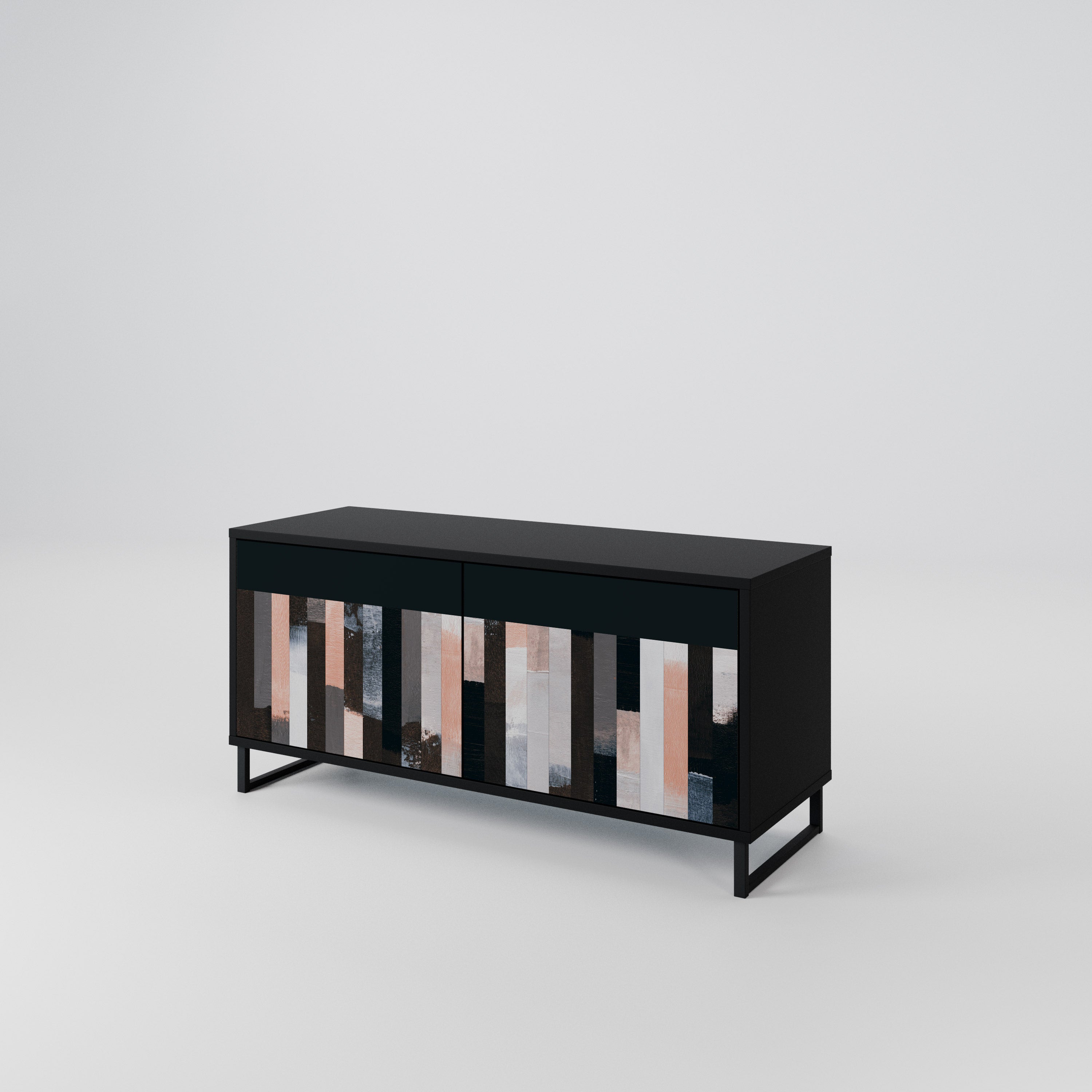 COLLAGE OF RECTANGLES Compact 2-Door TV Cabinet