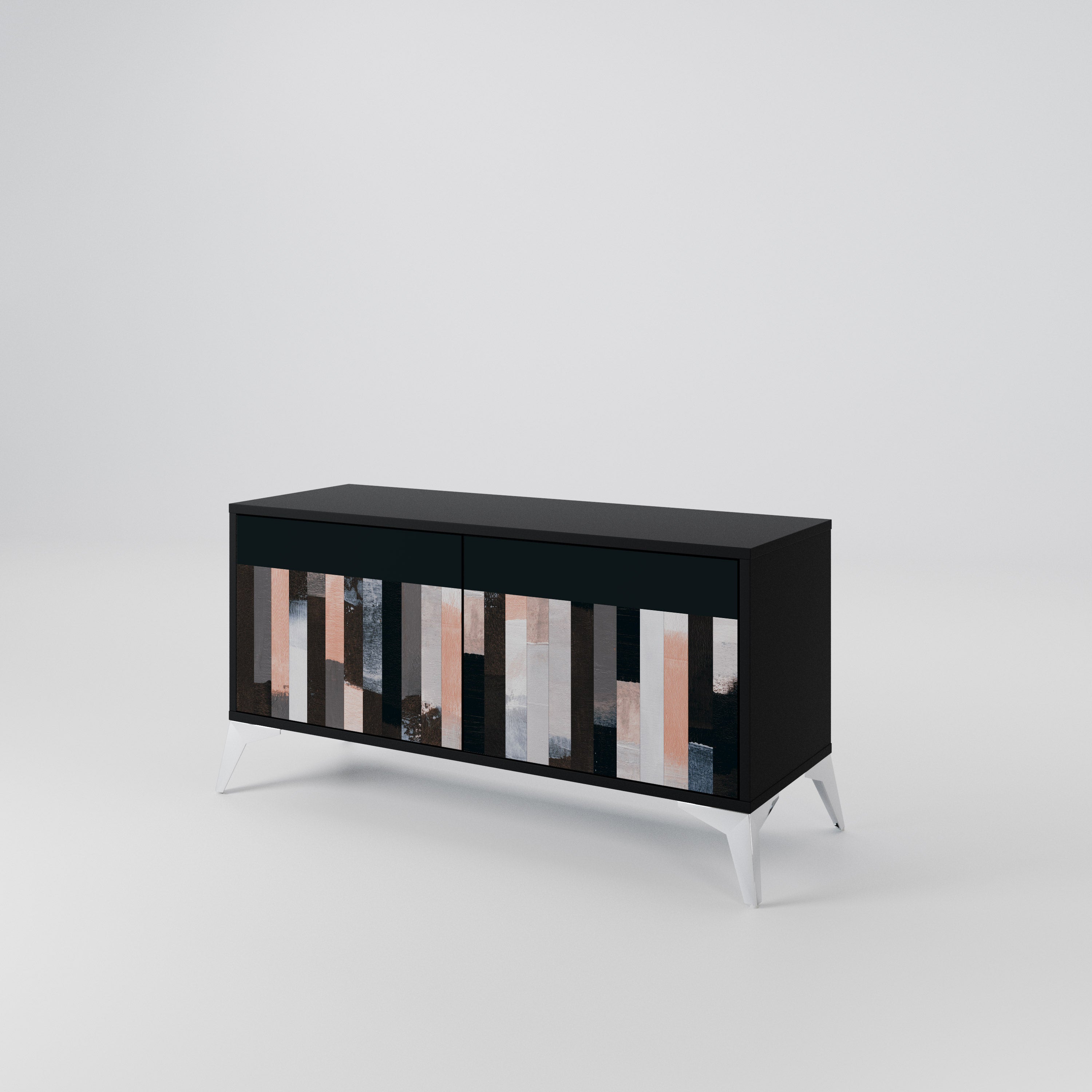 COLLAGE OF RECTANGLES Compact 2-Door TV Cabinet