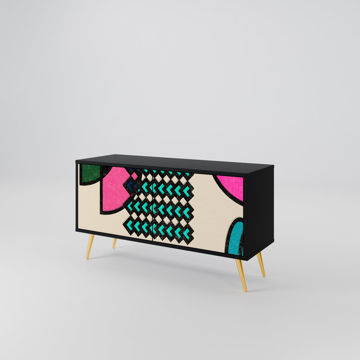 GEOMETRIC RHAPSODY Kompaktní dvoudveřový TV stolek
